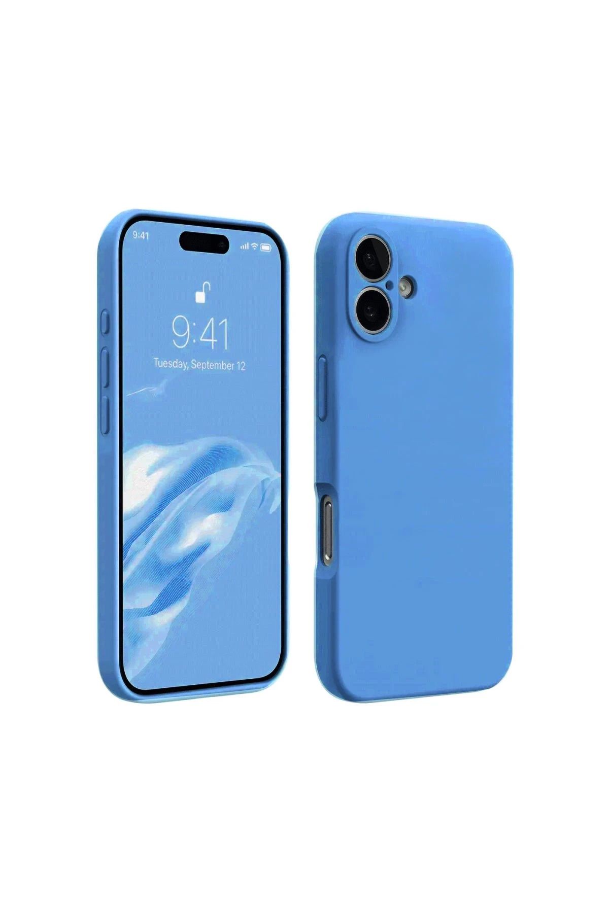 NewFace iPhone 16 Plus Kılıf First Silikon - Mavi HNZRN