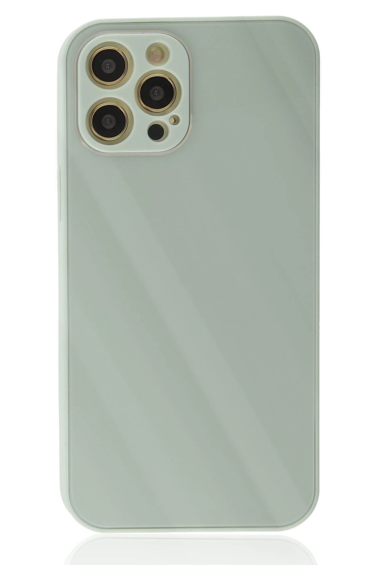 NewFace iPhone 12 Pro Kılıf Glass Kapak - Turkuaz BSTMY