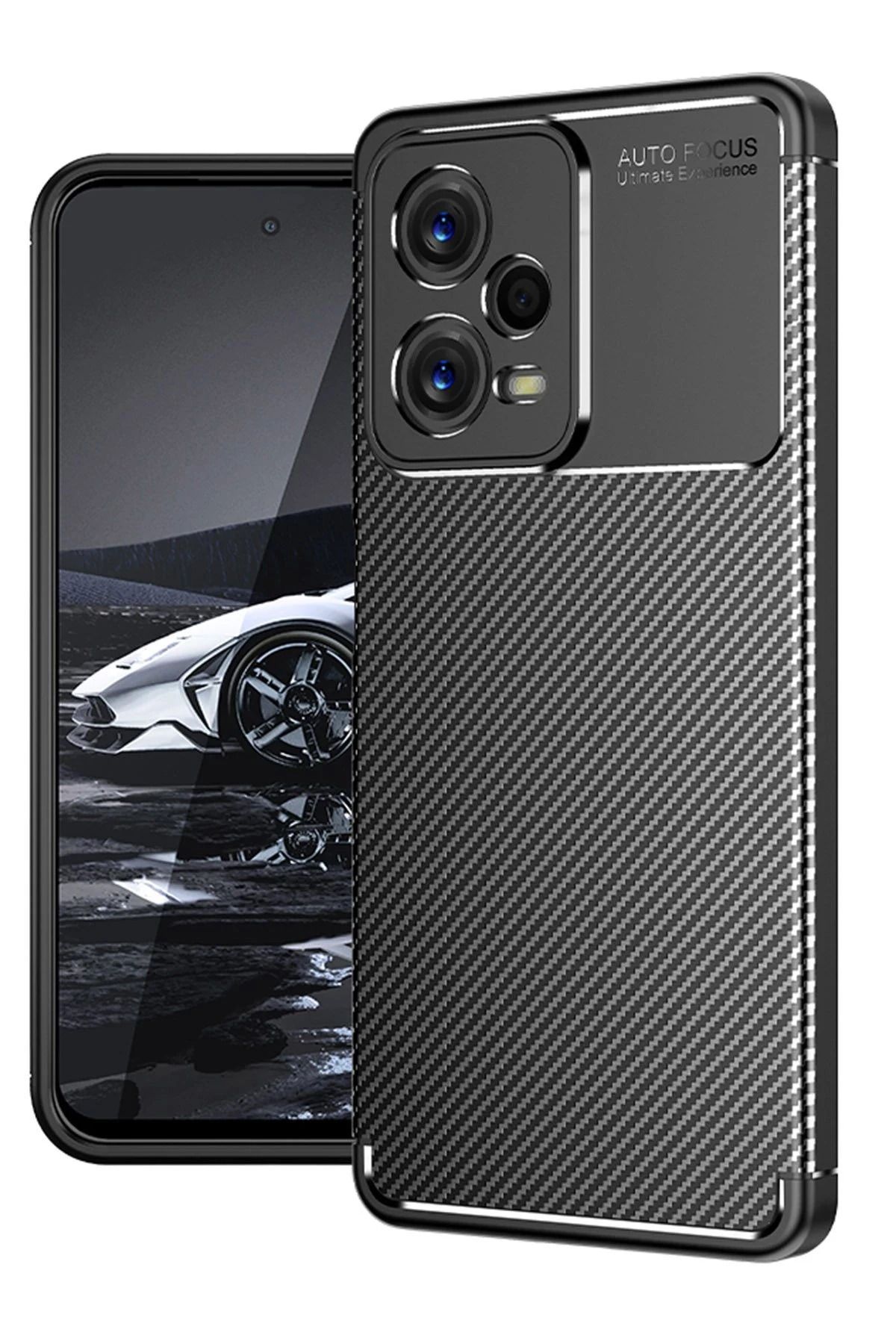NewFace Xiaomi Poco X5 5G Kılıf Auto Focus Karbon Kapak - Siyah INSLM