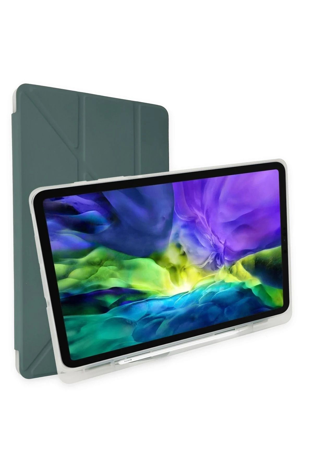 NewFace Samsung Galaxy P610 Tab S6 Lite 10.4 Kılıf Kalemlikli Mars Tablet Kılıfı - Koyu Yeşil INSLM