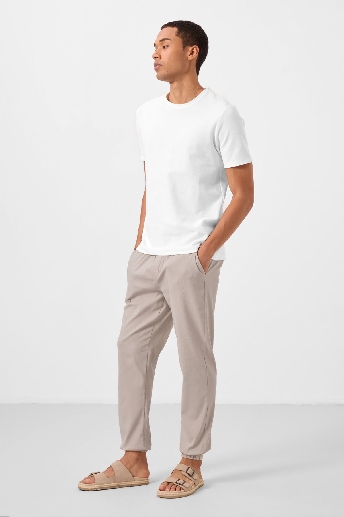 TOMMY LIFE-Ανδρικό παντελόνι Stone Standard Fit Woven Ελαφρύ εύκαμπτο Chino - 82176 5