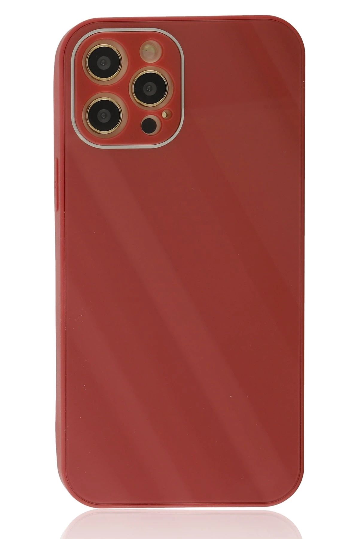 NewFace iPhone 12 Pro Kılıf Glass Kapak - Bordo BSTMY