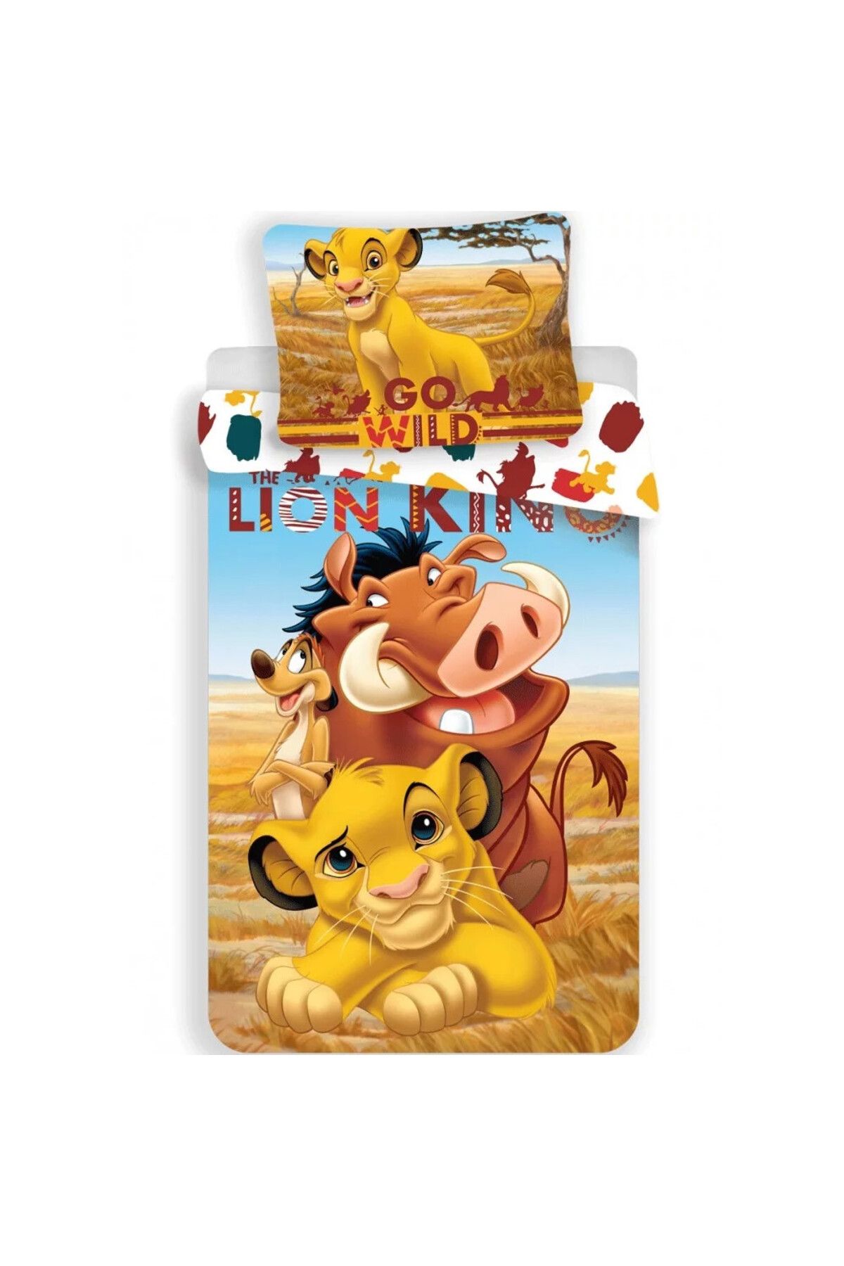 King Lion-2-piece bedding set, Duvet cover, 140x200 cm, pillowcase, 70x90 cm, Multicolor, The Lion King 1