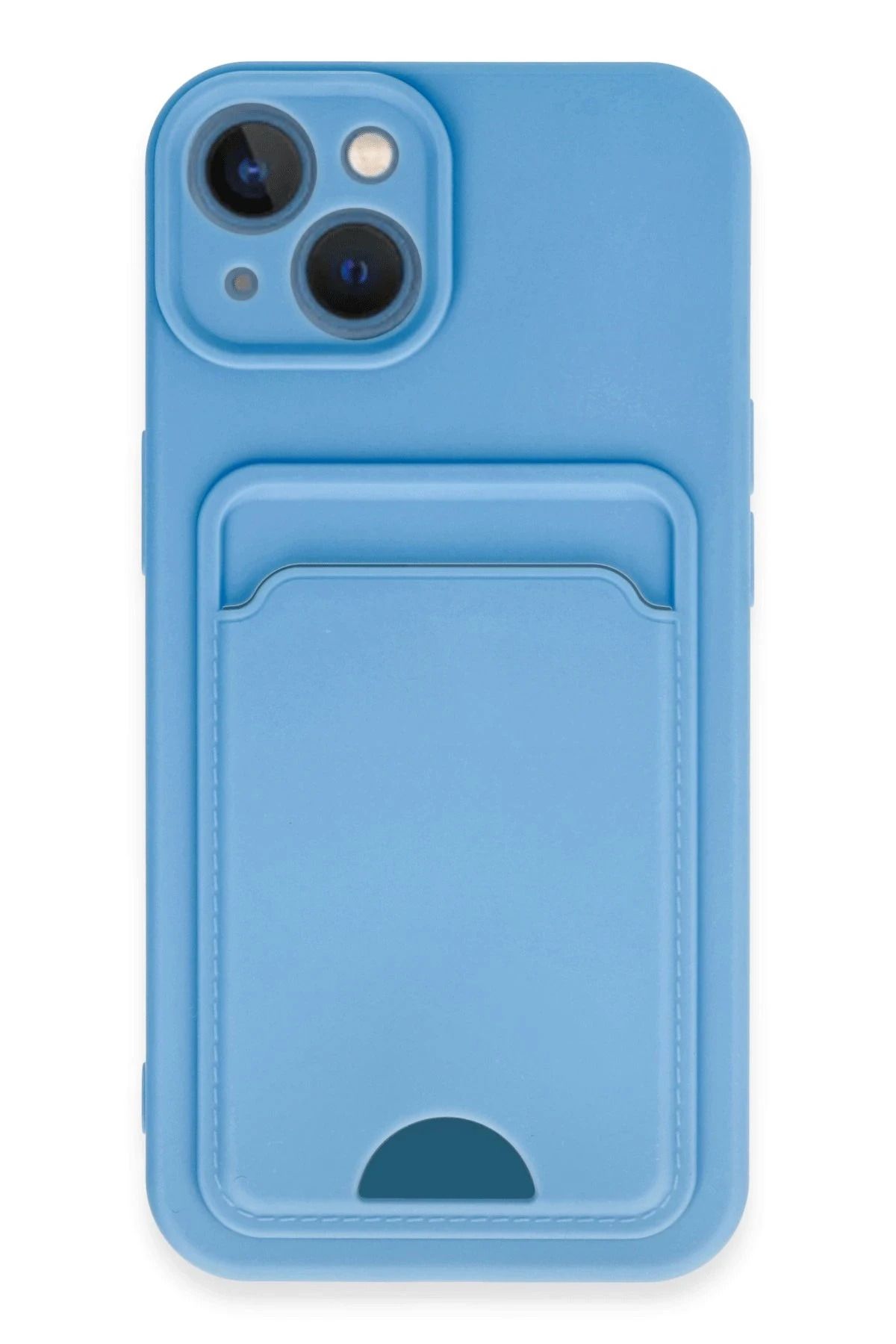 NewFace iPhone 13 Kılıf Kelvin Kartvizitli Silikon - Mavi INSLM