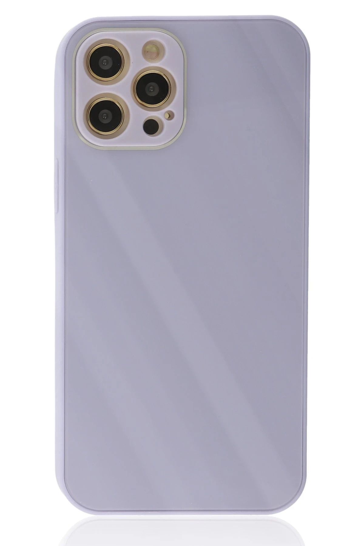NewFace iPhone 12 Pro Kılıf Glass Kapak - Lila HNZRN