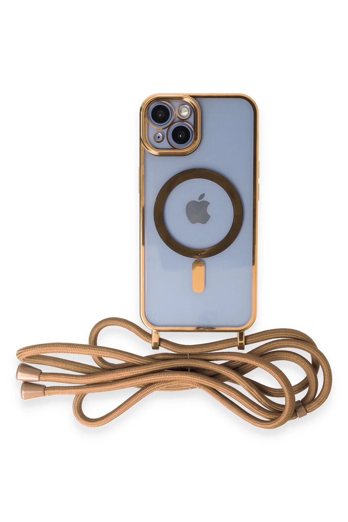 NewFace iPhone 14  Uyumlu Kılıf Divo Lazer Askılı Magsafe Kapak - Gold HNZRN