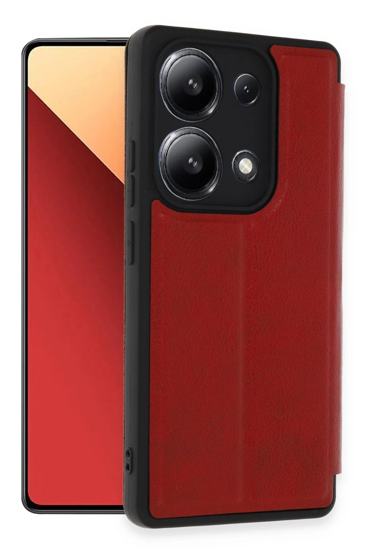 NewFace Xiaomi Redmi Note 13 4G Kılıf Flip Cover - Kırmızı HNZRN