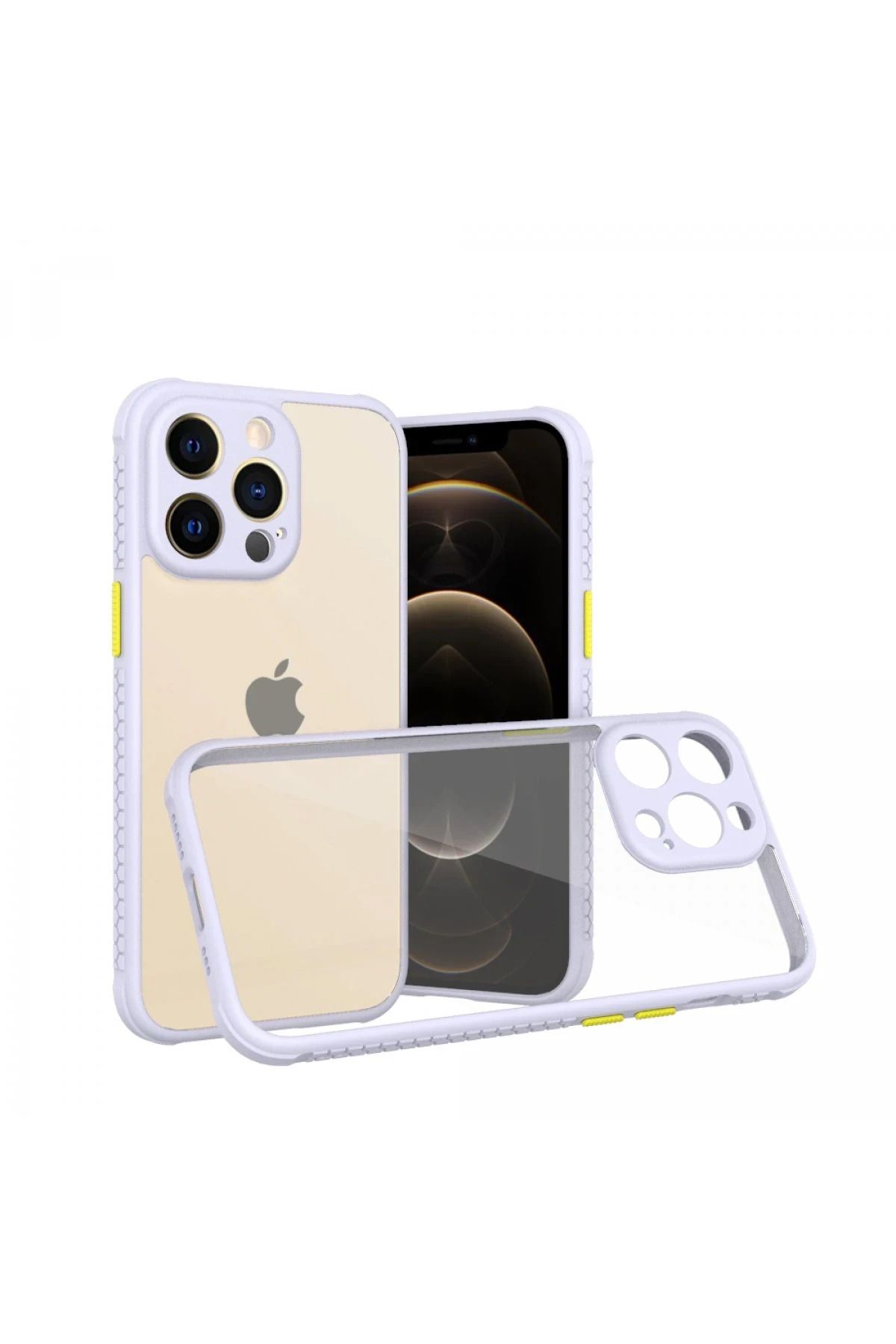 NewFace iPhone 13 Pro Kılıf Miami Şeffaf Silikon - Lila YNSMR