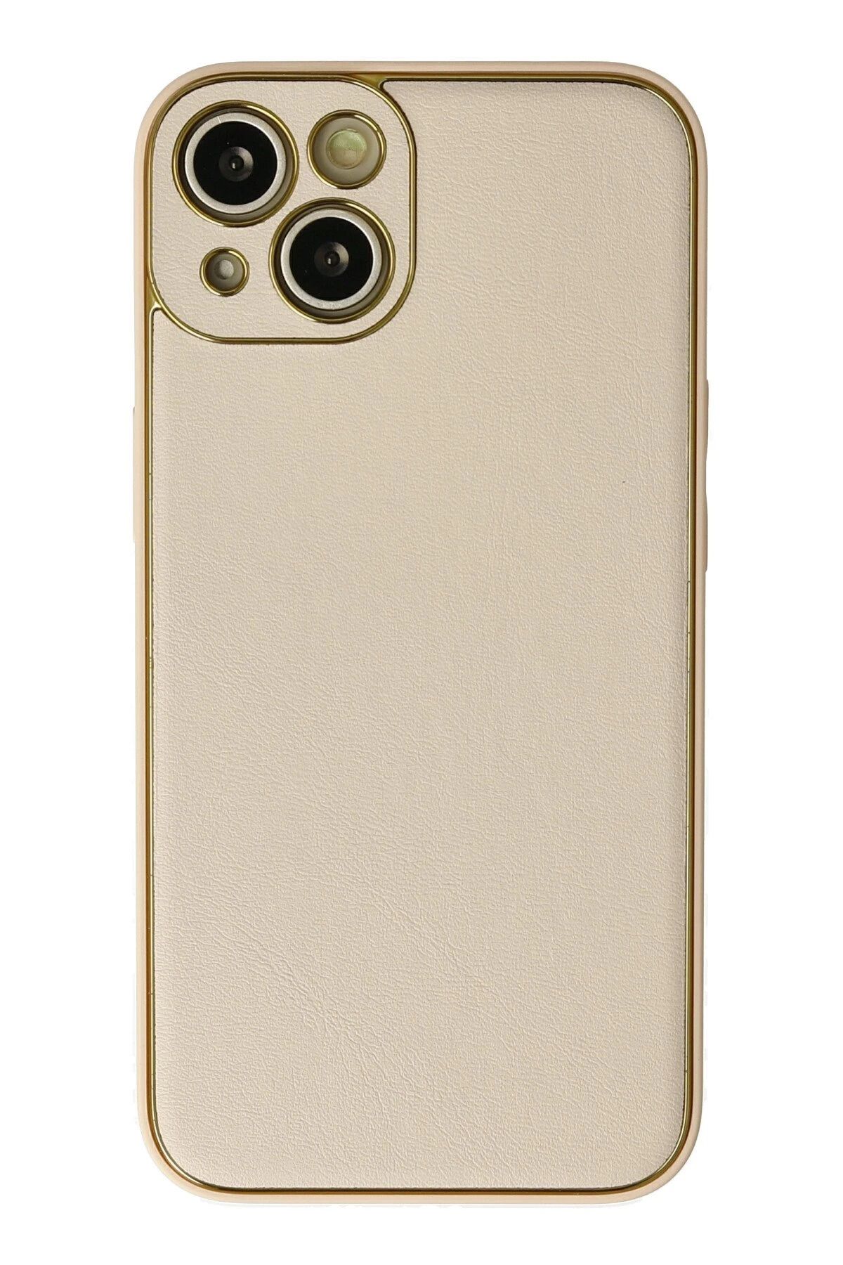 NewFace iPhone 13 Kılıf Coco Deri Silikon Kapak - Gold YNSMR