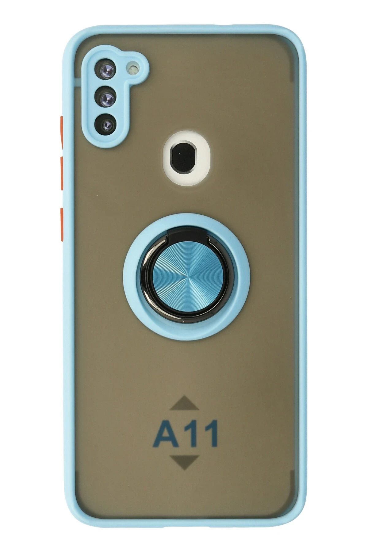 NewFace Samsung Galaxy A11 Kılıf Montreal Yüzüklü Silikon Kapak - Buz Mavi BSTMY