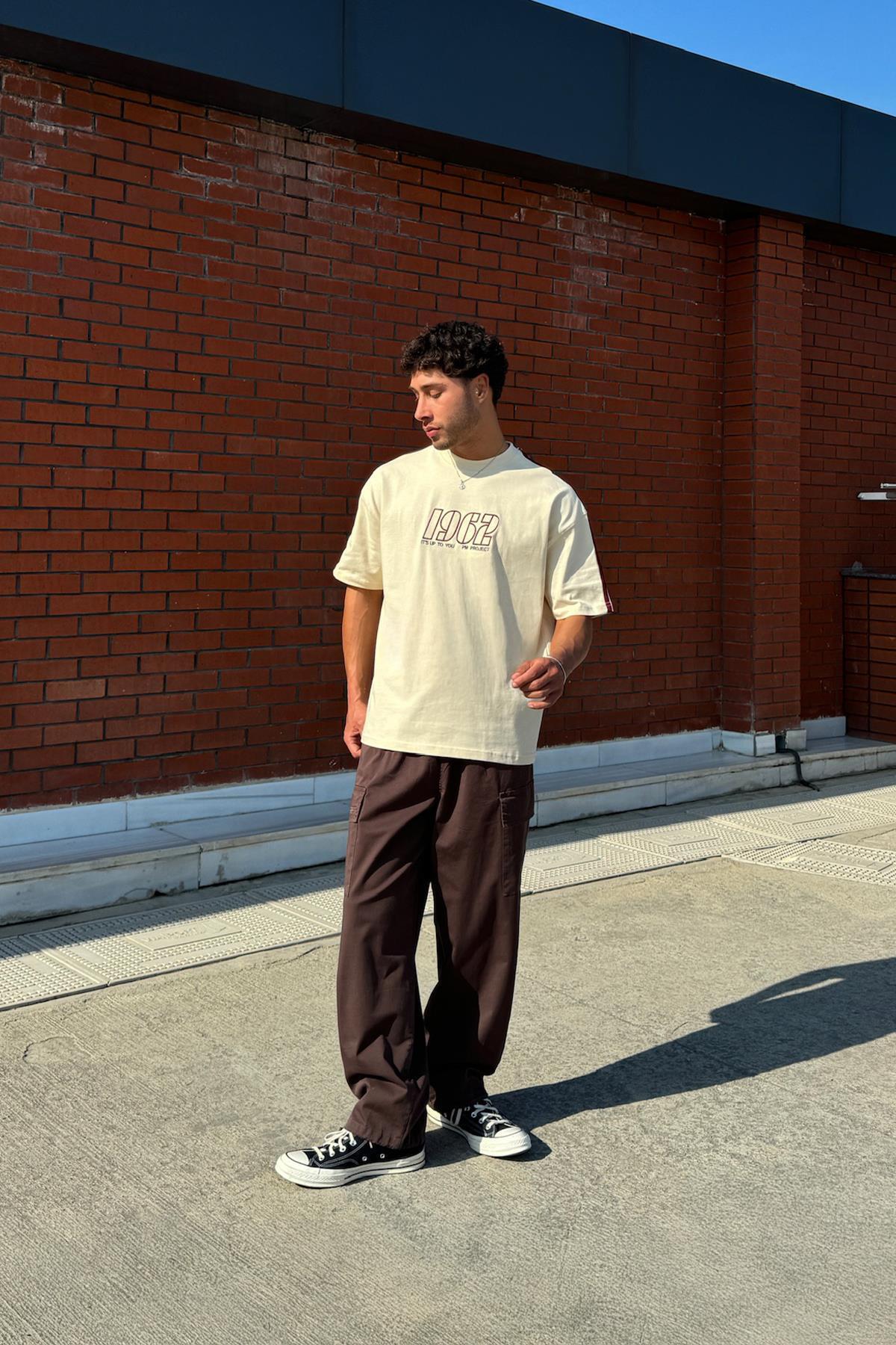 Flaw Wear-Adjustable Leg Embroidered Pocket Detail Brown Cargo Pants 5
