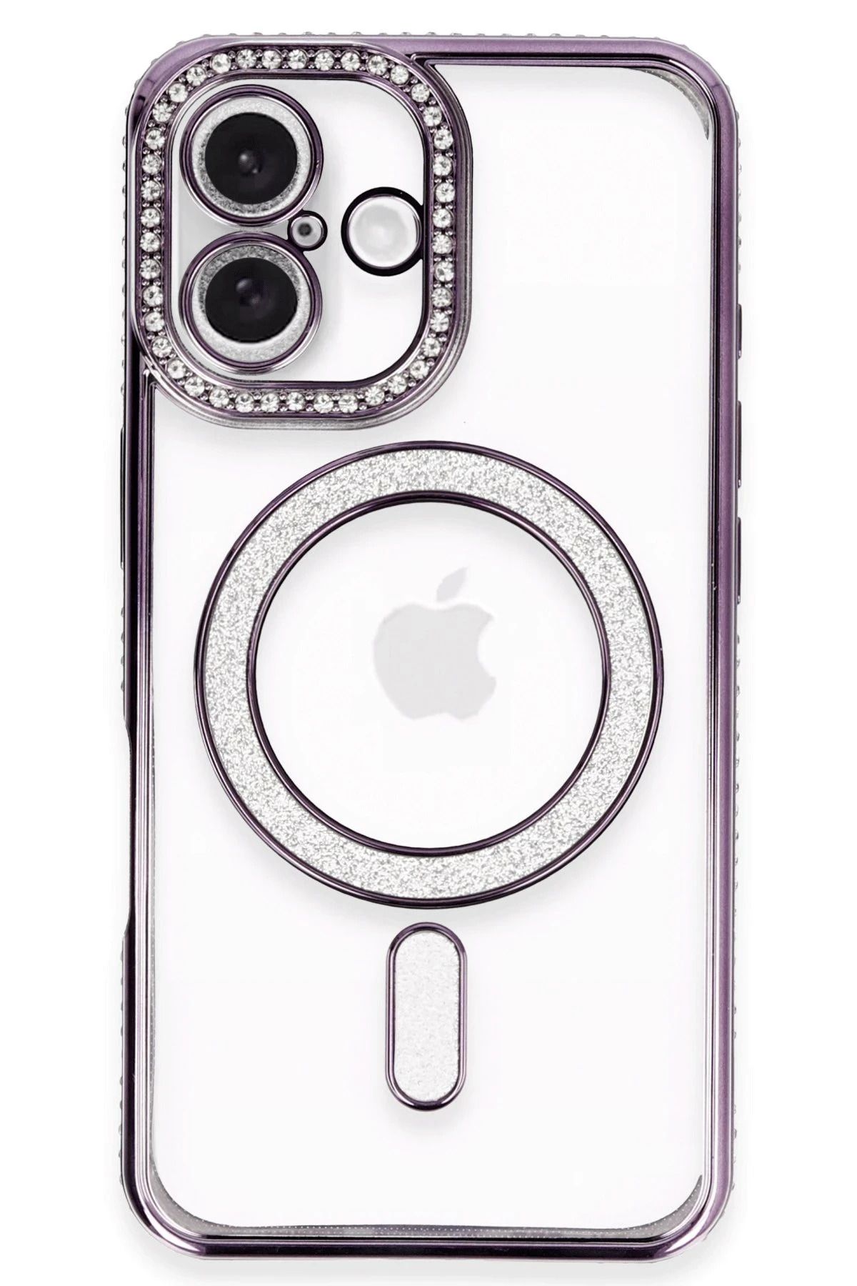 NewFace iPhone 16 Plus Kılıf Joke Simli Magneticsafe Kılıf - Derin Mor HNZRN