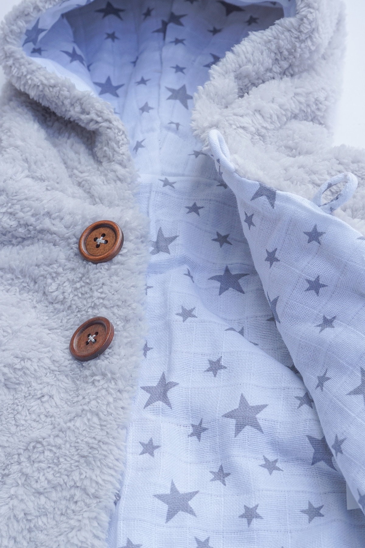 ipek atlas Kız Erkek Bebek Ve Çocuk Müslin Astarlı Ponponlu Kapüşonlu Mont fotoğrafı 3 (önizleme)