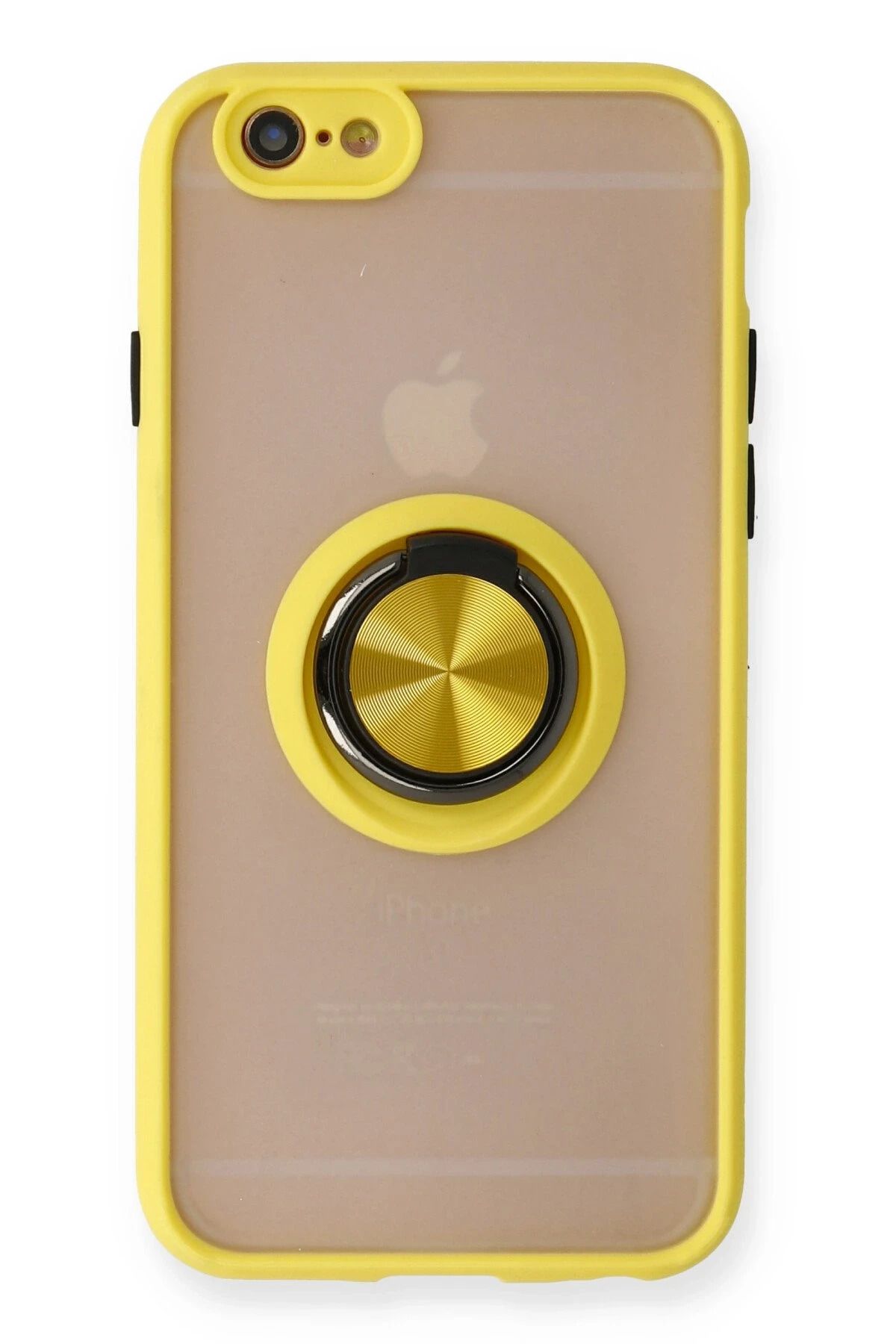 NewFace iPhone 6 Kılıf Montreal Yüzüklü Silikon Kapak - Sarı INSLM