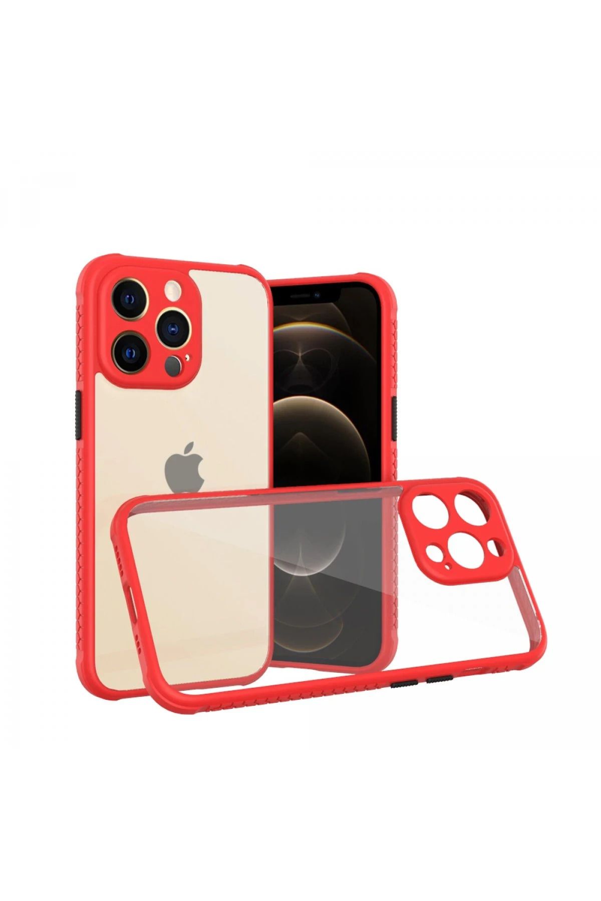 NewFace iPhone 13 Pro Kılıf Miami Şeffaf Silikon - Kırmızı YNSMR