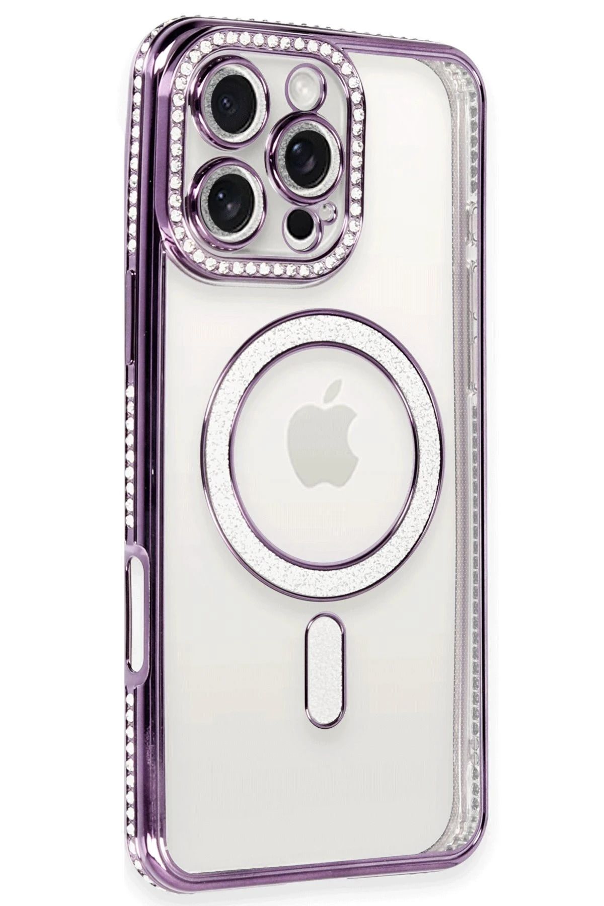 NewFace iPhone 16 Pro Kılıf Joke Simli Magneticsafe Kılıf - Derin Mor HNZRN