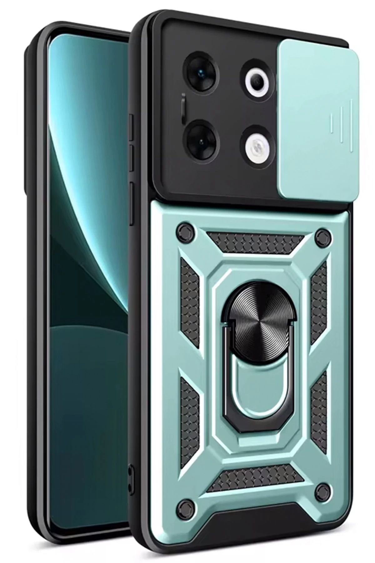 NewFace İnfinix Zero 30 5G Kılıf Pars Lens Yüzüklü Silikon - Yeşil BSTMY