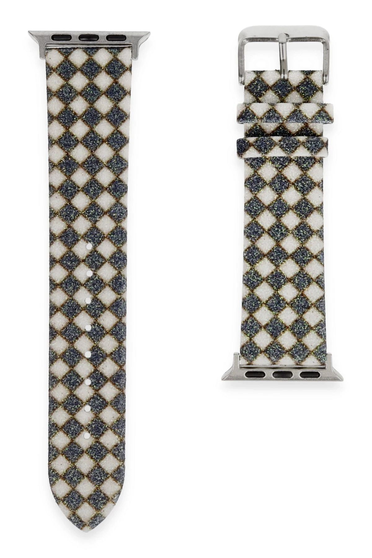 NewFace Apple Watch 38mm Karo Motif Kordon - Siyah BSTMY