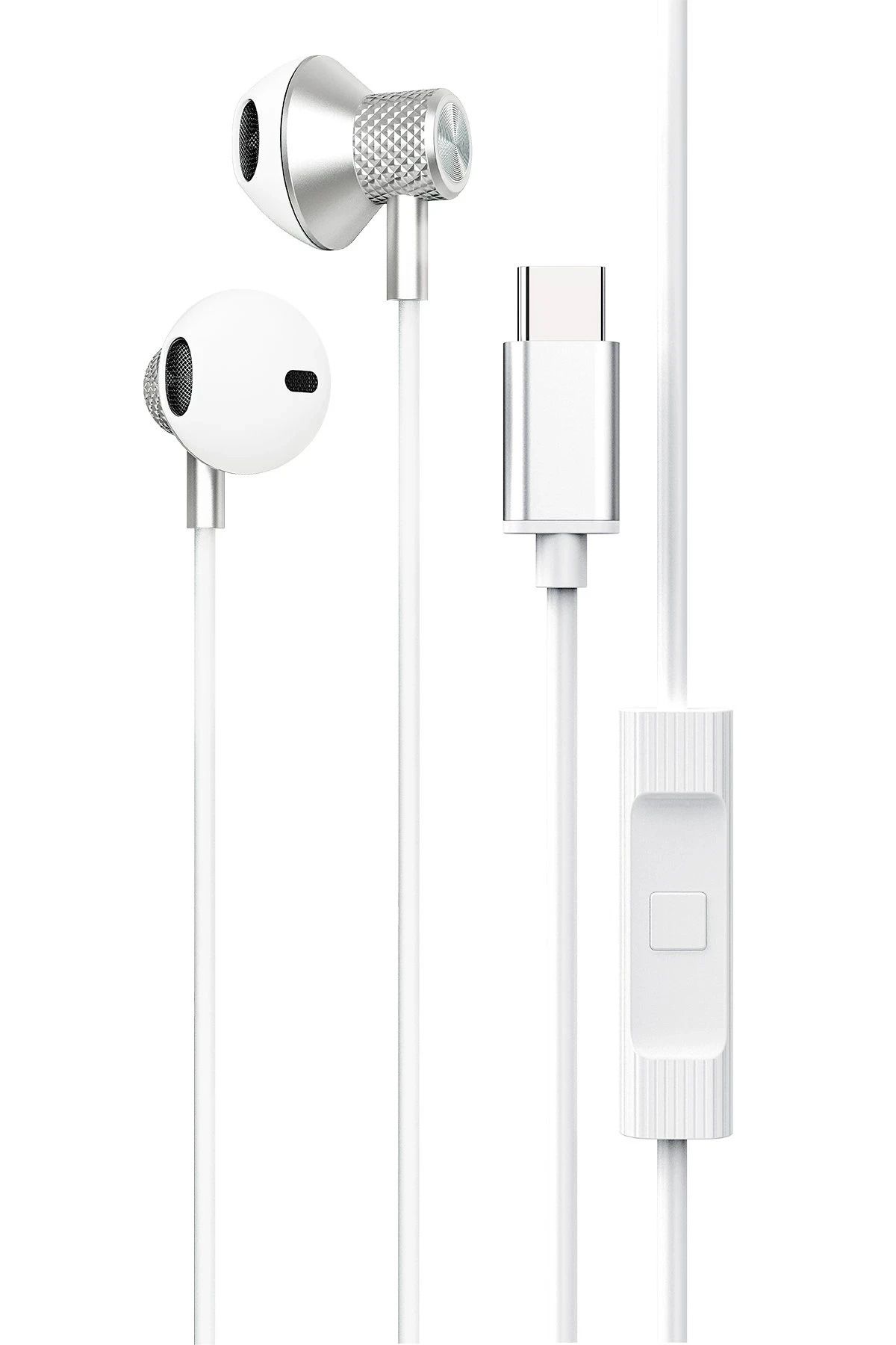 NewFace LS-730 1.2M iPhone 15 Serisi ile Uyumlu Type-C Kablolu Kulaklık - Gümüş DPMAH