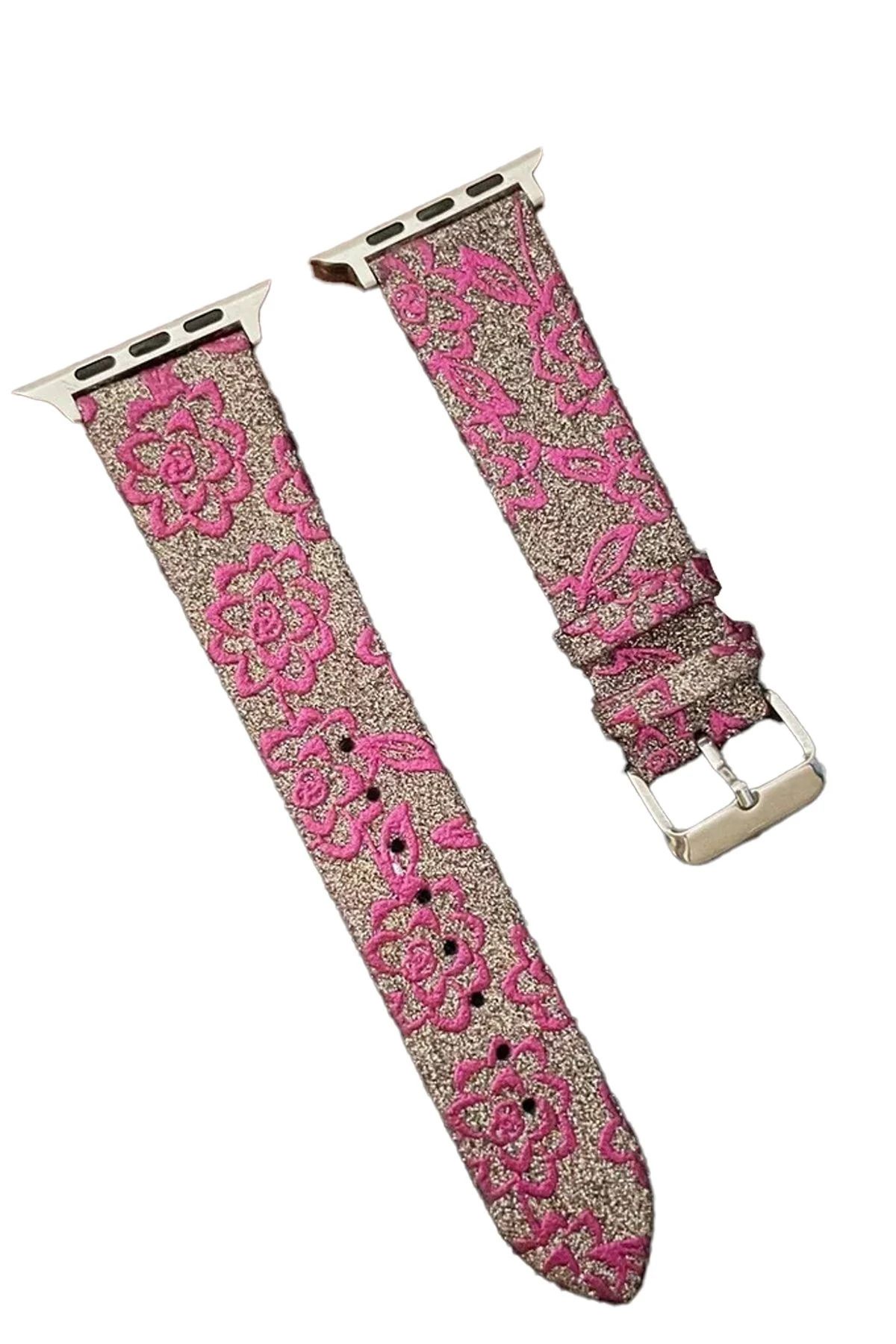 NewFace Apple Watch 38mm Creeper Desenli Kordon - Pembe BSTMY