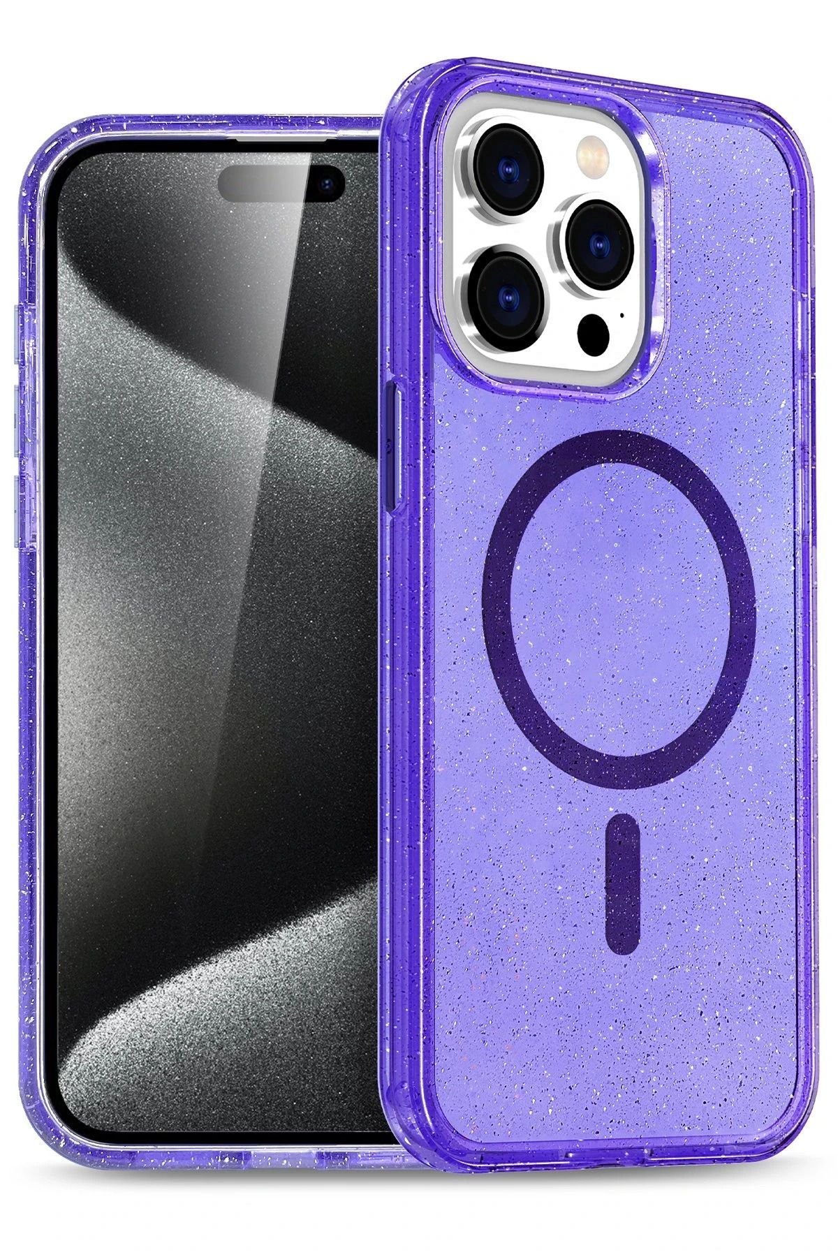 NewFace iPhone 14 Pro Kılıf Glow Magsafe Kapak - Mor HNZRN