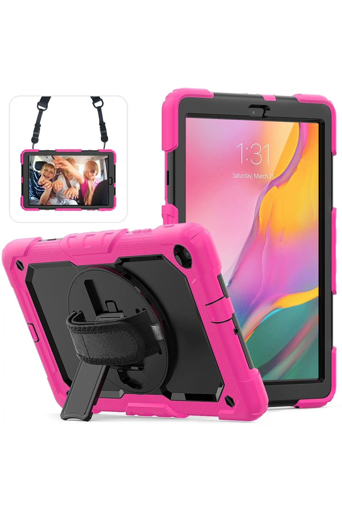 NewFace Samsung Galaxy T510 Tab A 10.1 Kılıf Pars Tablet Kapak - Pembe NRMSA