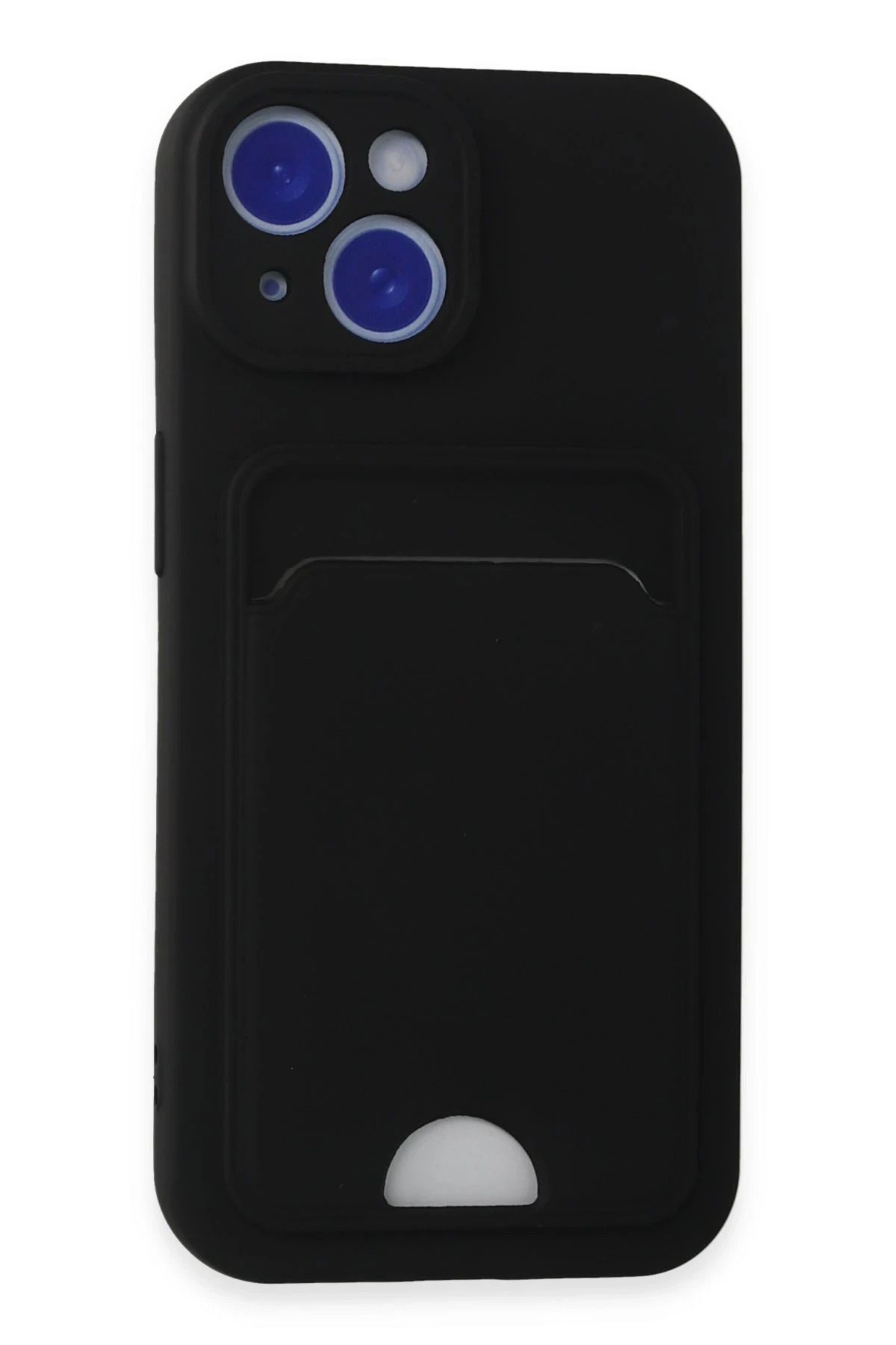 NewFace iPhone 15 Kılıf Kelvin Kartvizitli Silikon - Siyah NRMSA