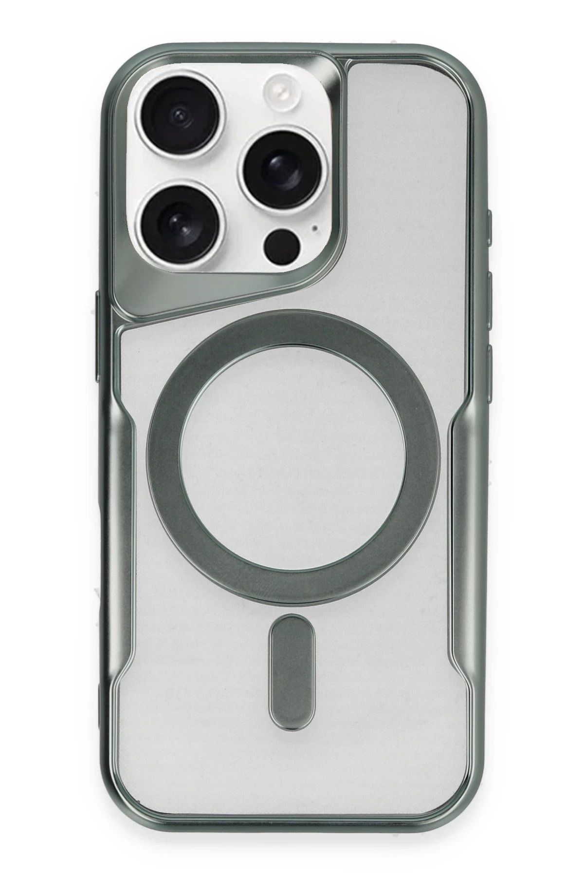 NewFace iPhone 16 Pro Max Kılıf Boyi Magsafe Silikon Kapak - Yeşil HNZRN