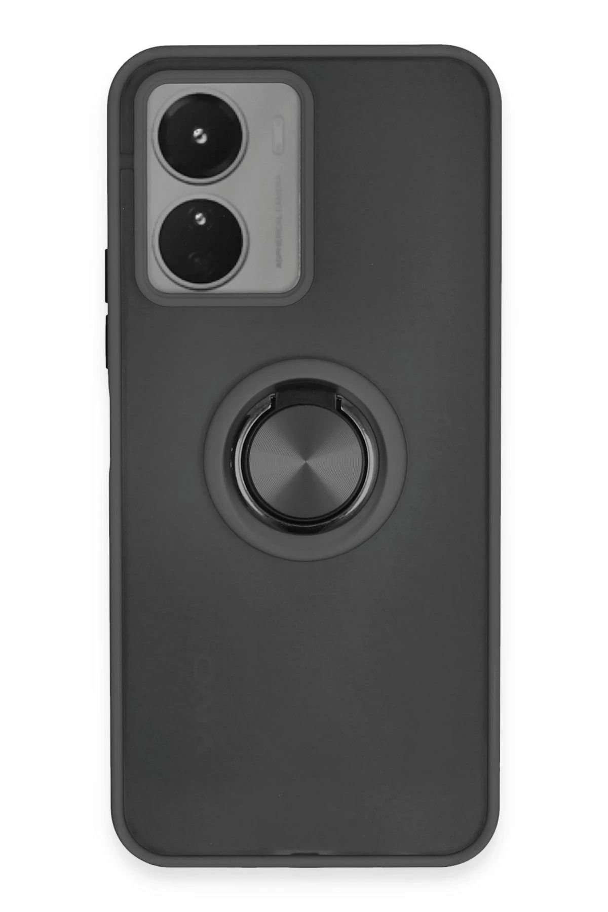 NewFace Vivo Y16 Kılıf Montreal Yüzüklü Silikon Kapak - Siyah JOJUA