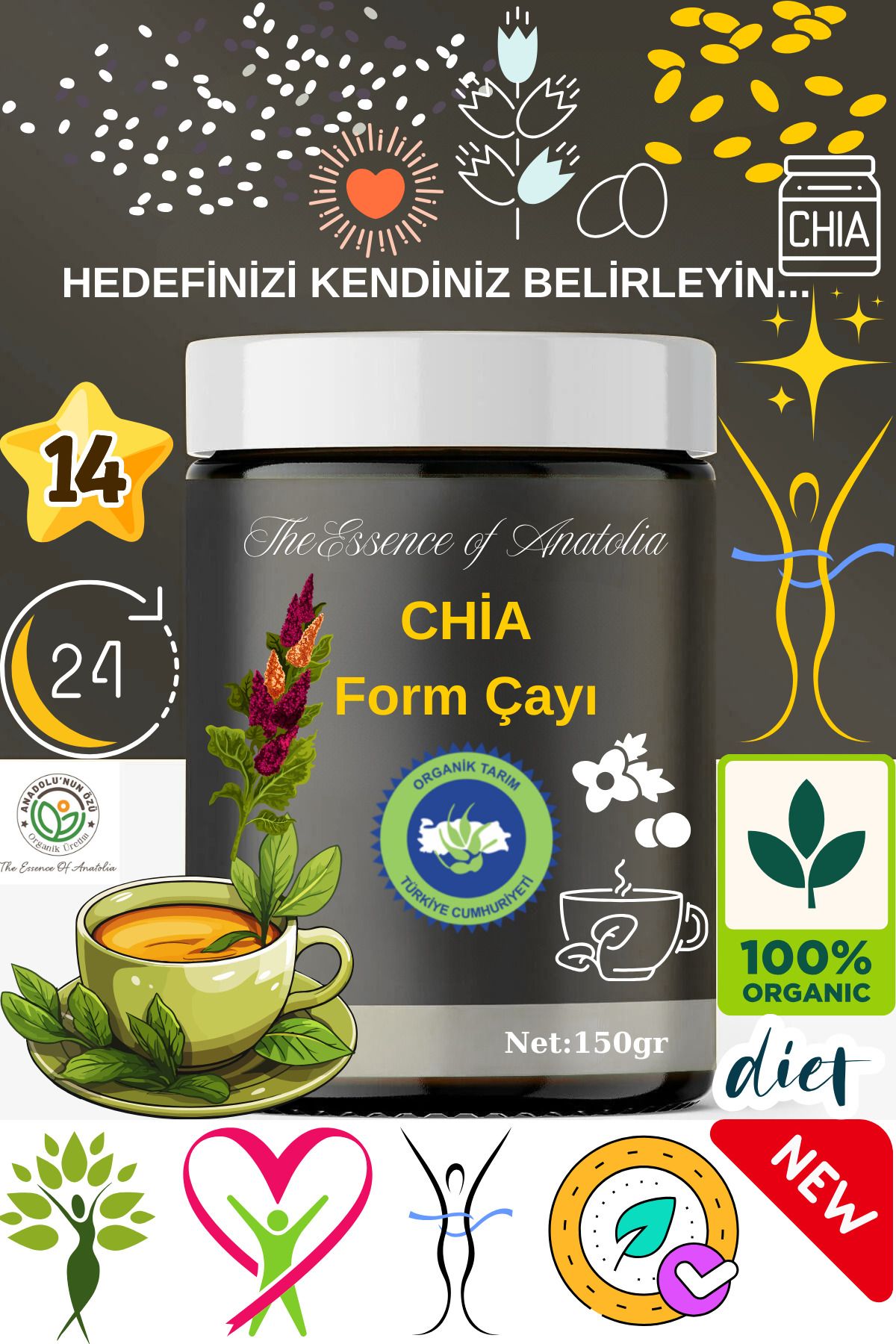 anadolu'nun özü organik üretim Organik Chia Mix Çayı