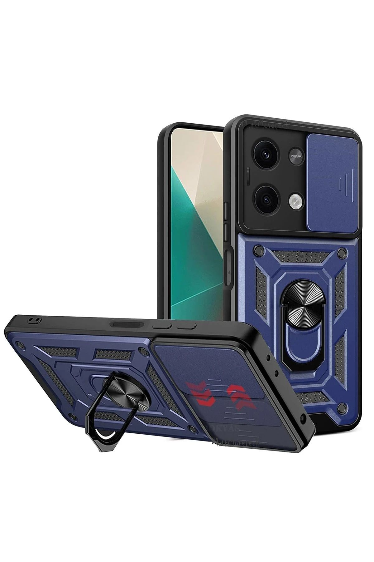 NewFace Xiaomi Poco X6 Kılıf Pars Lens Yüzüklü Silikon - Lacivert BSTMY