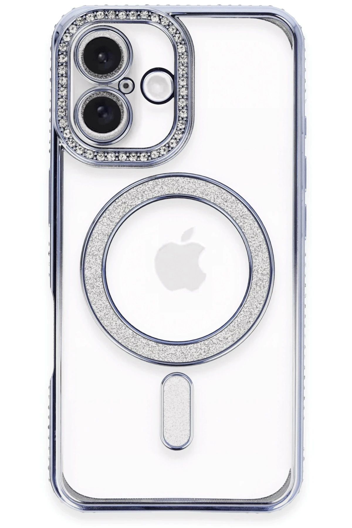 NewFace iPhone 16 Plus Kılıf Joke Simli Magneticsafe Kılıf - Mavi BSTMY