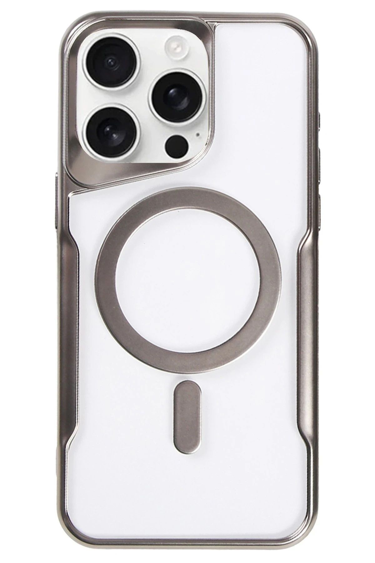 NewFace iPhone 16 Pro Max Kılıf Boyi Magsafe Silikon Kapak - Titan Gri BSTMY