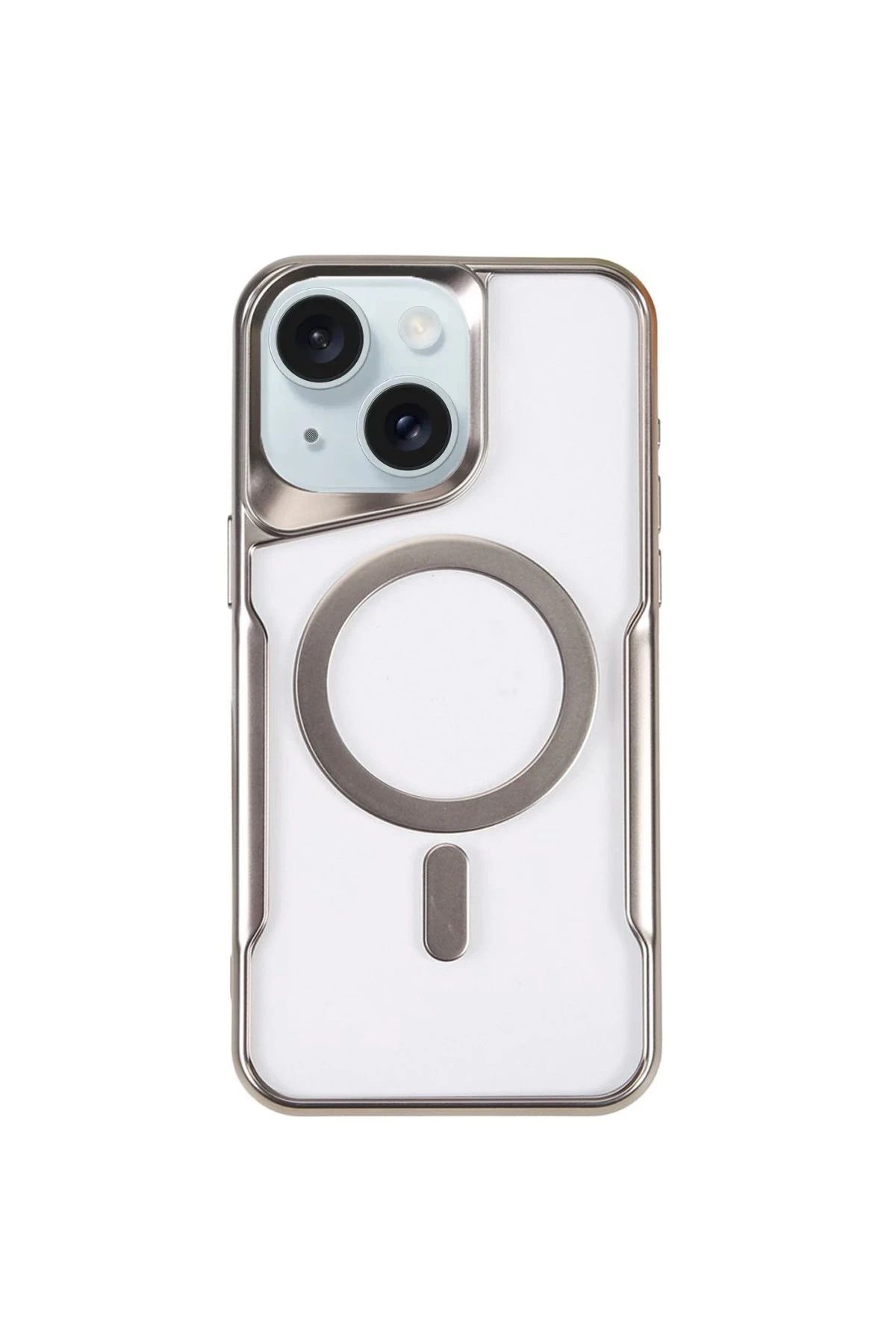 NewFace iPhone 14 Kılıf Boyi Magsafe Silikon Kapak - Gümüş HNZRN