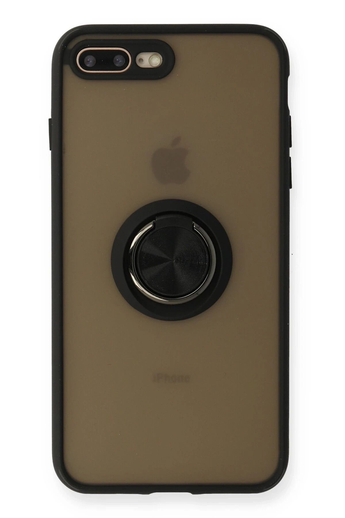 NewFace iPhone 7 Plus Kılıf Montreal Yüzüklü Silikon Kapak - Siyah INSLM