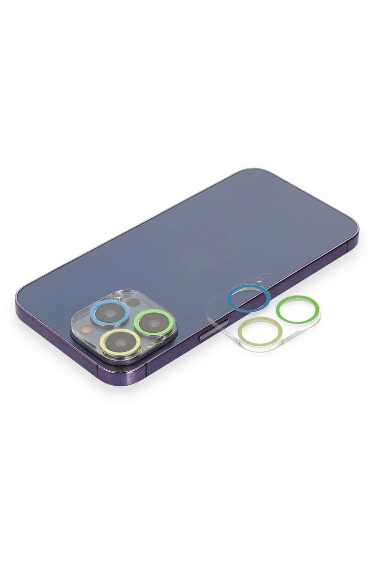 NewFace iPhone 14 Pro uyumlu  Renkli Kamera Lens Koruma Cam - Yeşil-Sarı