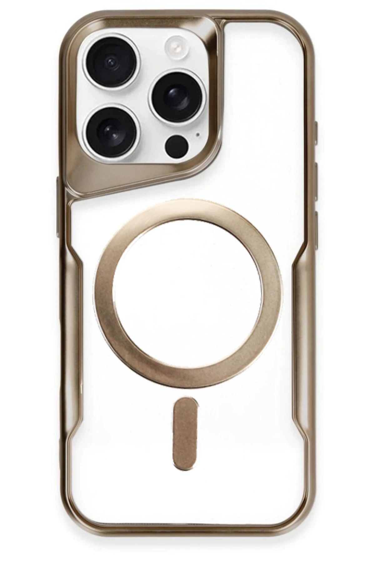 NewFace iPhone 16 Pro Kılıf Boyi Magsafe Silikon Kapak - Kahverengi HNZRN