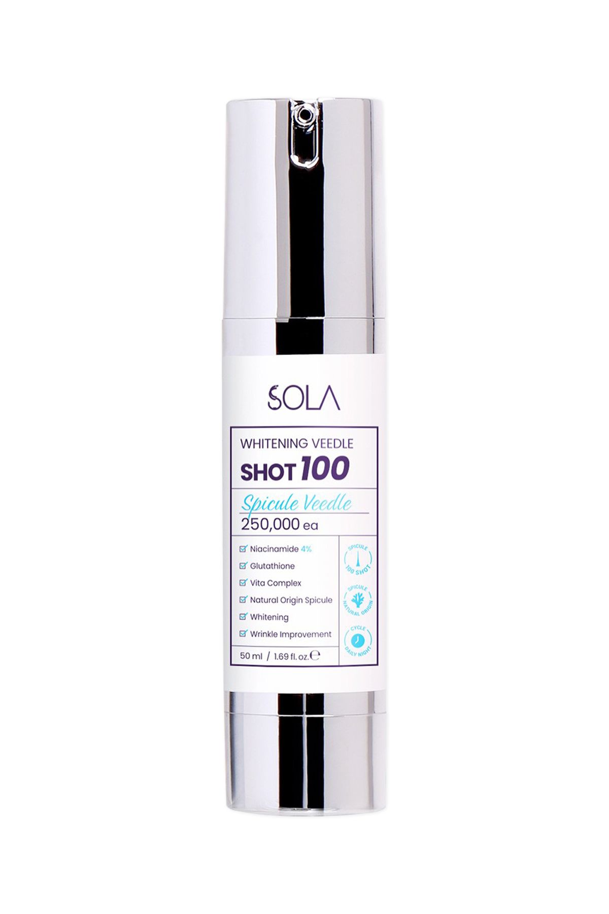 SOLA Whitening Veedle Shot (100) 250.000 Spicule Veedle (Hassas Ciltler İçin 100 Serisi) 50ml