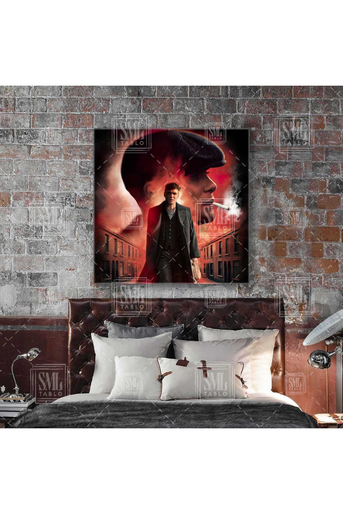 SML TABLO-Peaky Blinders Thomas Shelby as He Walked Banner Square Canvas Print 1