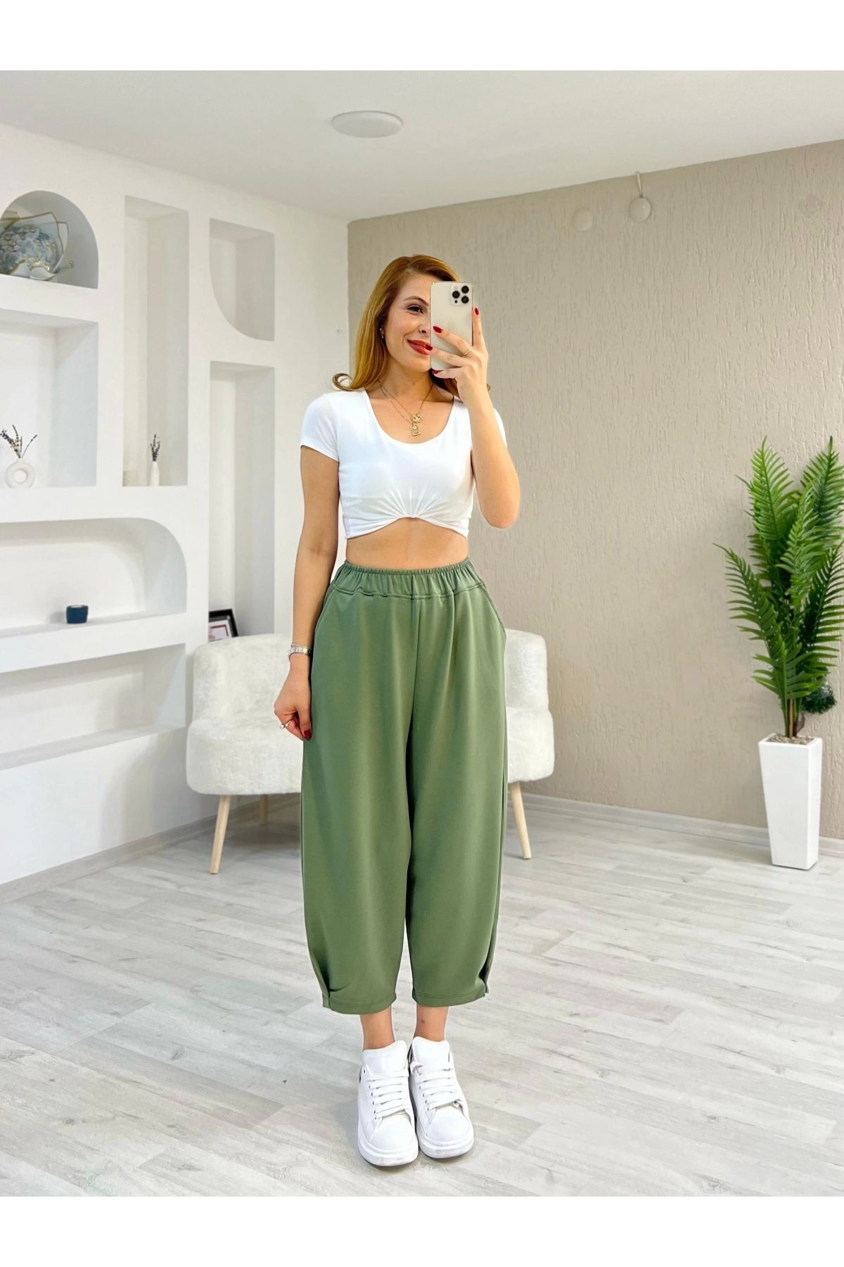 İrka Moda Modal Kumaş Şalvar Yeşil