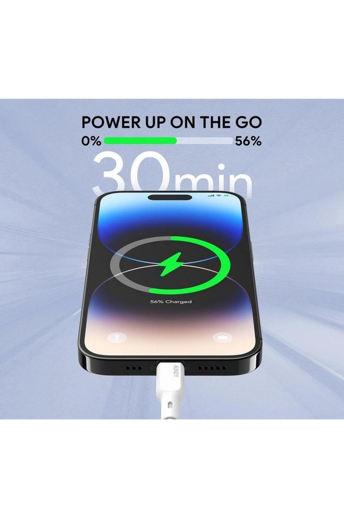 AUKEY-Silicone USB-C To Lightning Cable 1m White 3