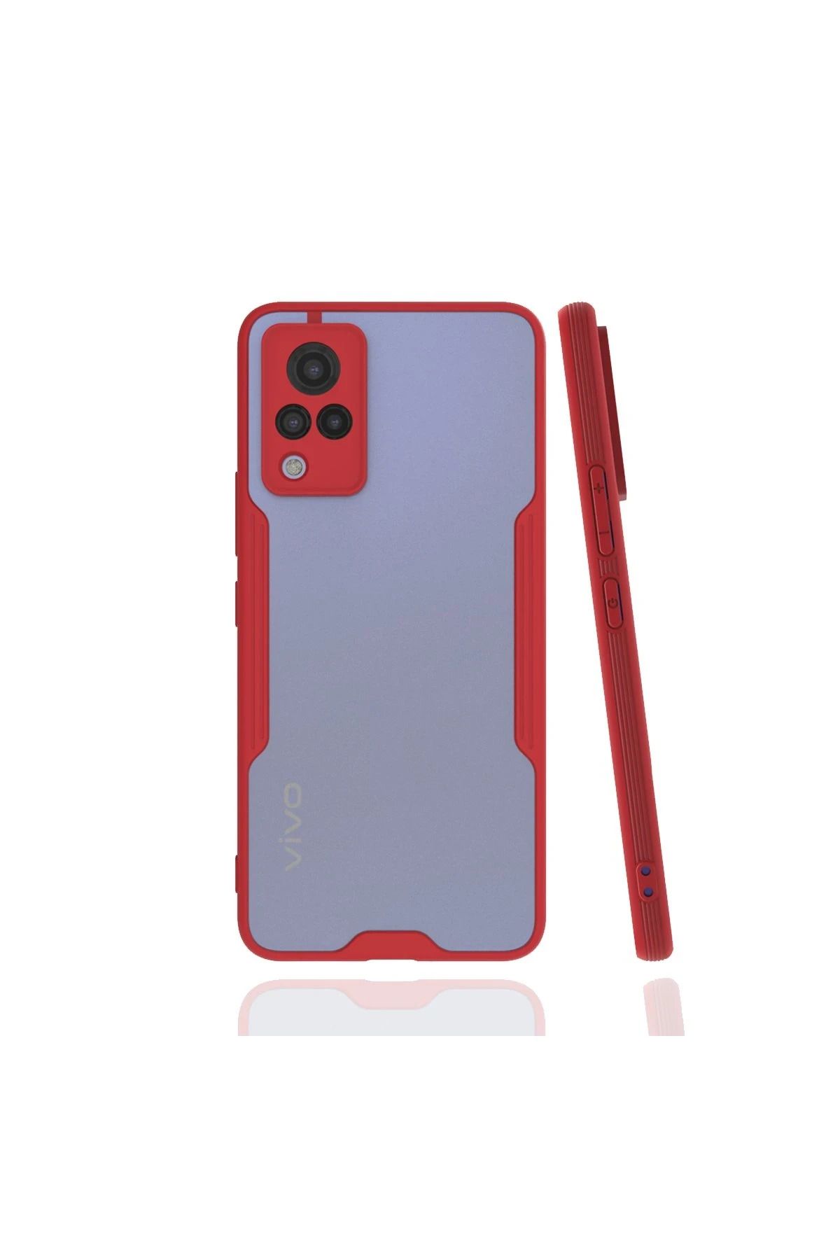 NewFace Vivo V21 Kılıf Platin Silikon - Kırmızı HNZRN