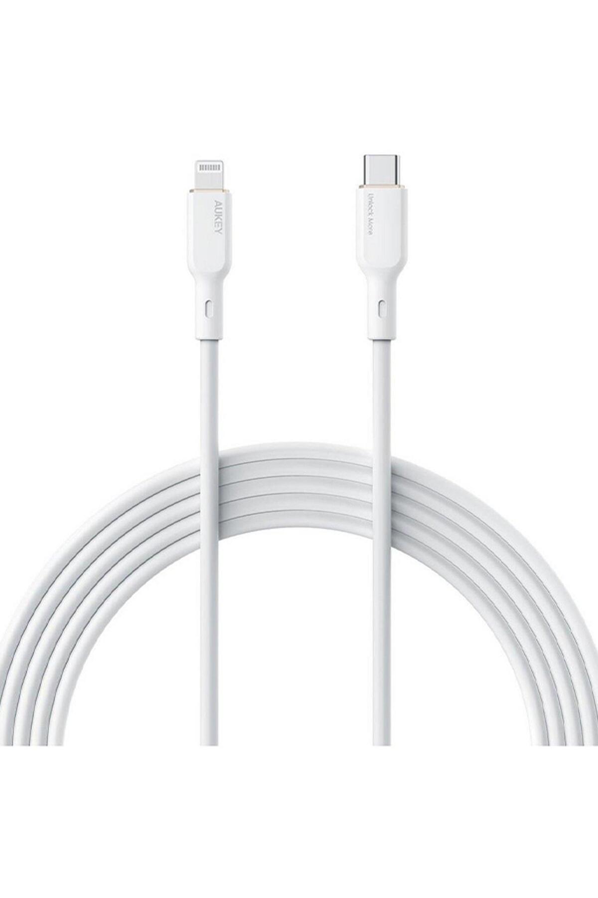 AUKEY-Silicone USB-C To Lightning Cable 1m White 1