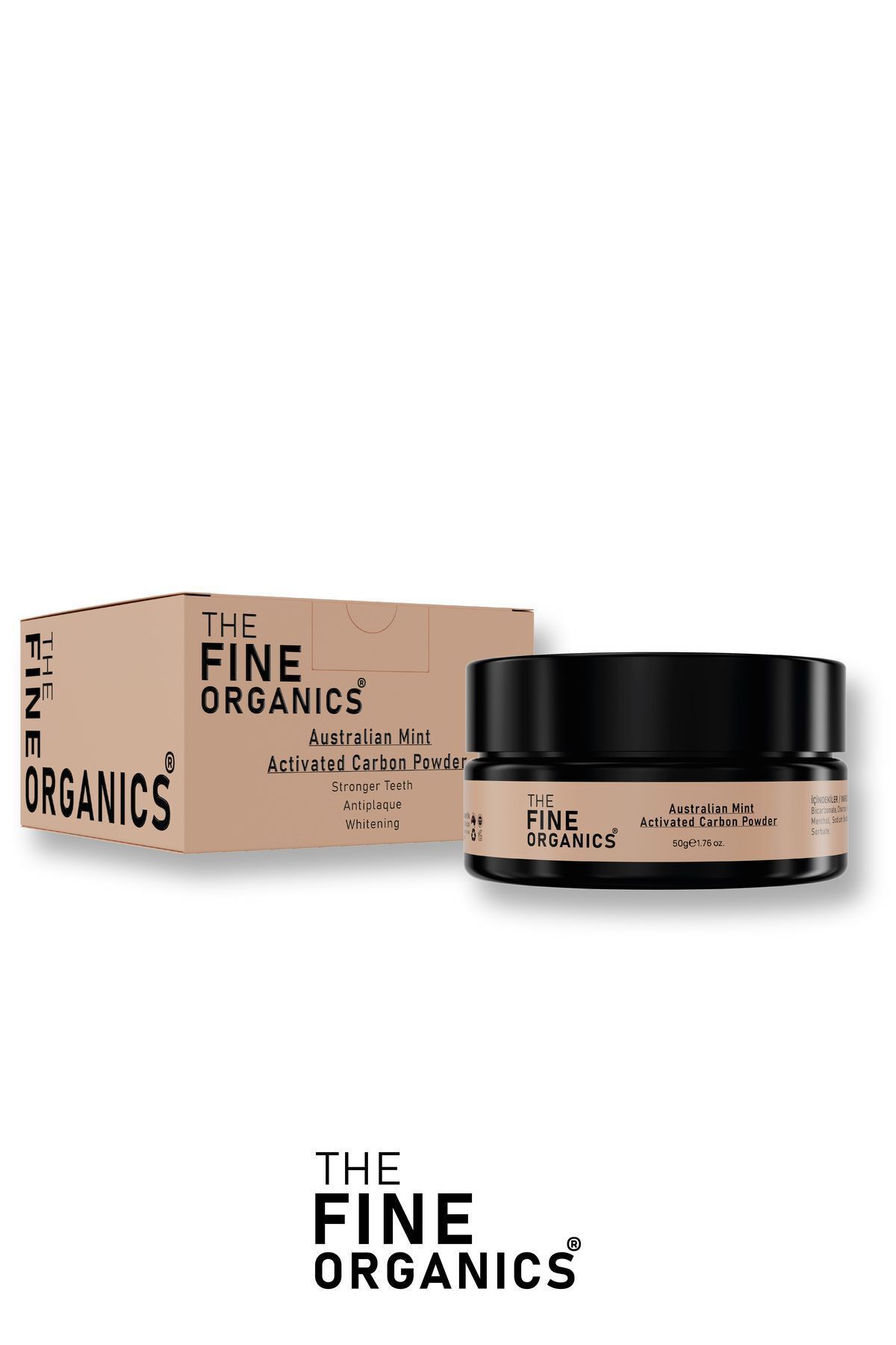 محصولات سفیدکننده دندان پودر سفید کننده نعناع استرالیایی و کربن 50 گرم THE FINE ORGANICS