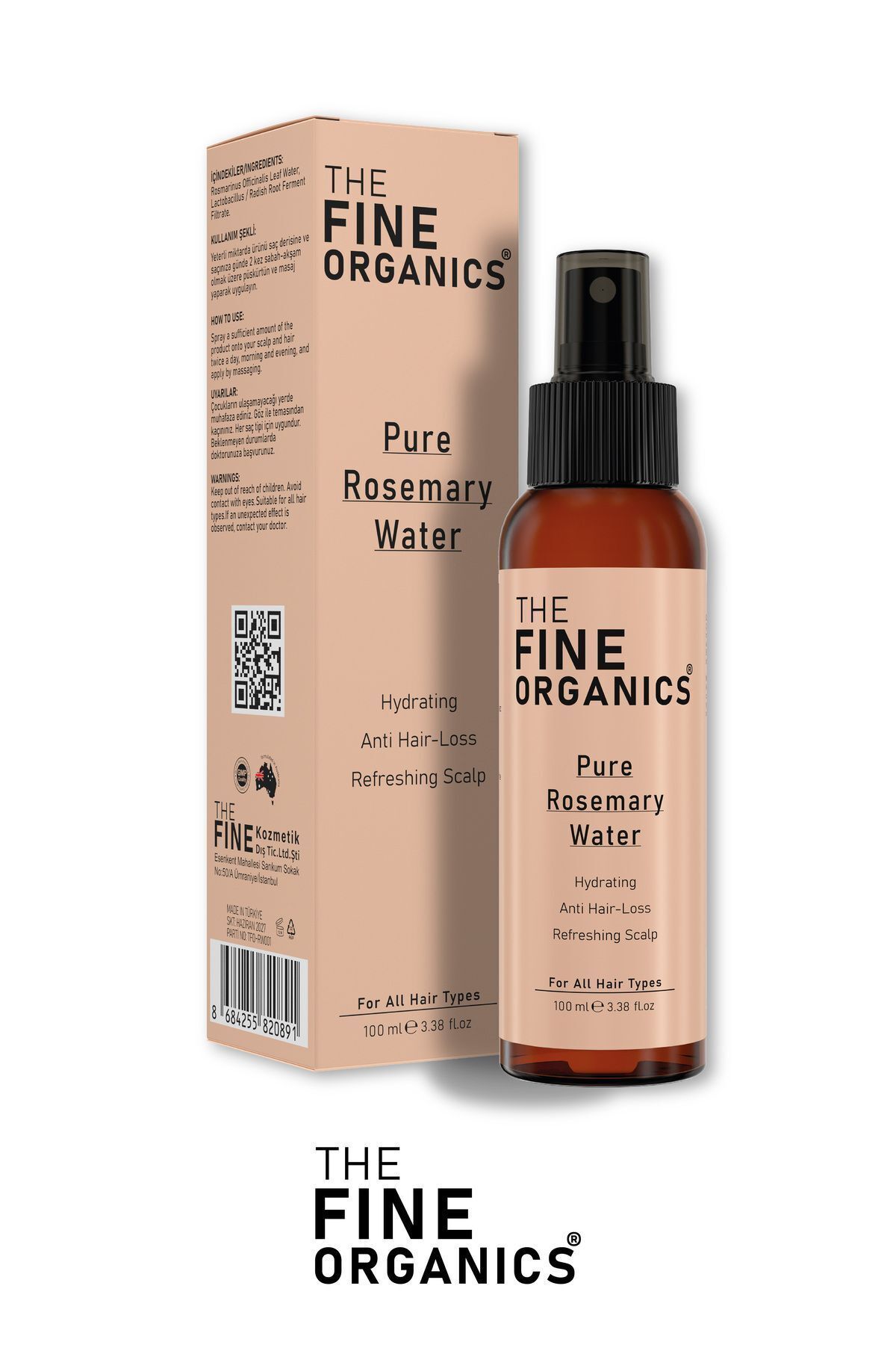 تونیک مو تقویت آب رزماری خالص موهای موثر 100 میل THE FINE ORGANICS