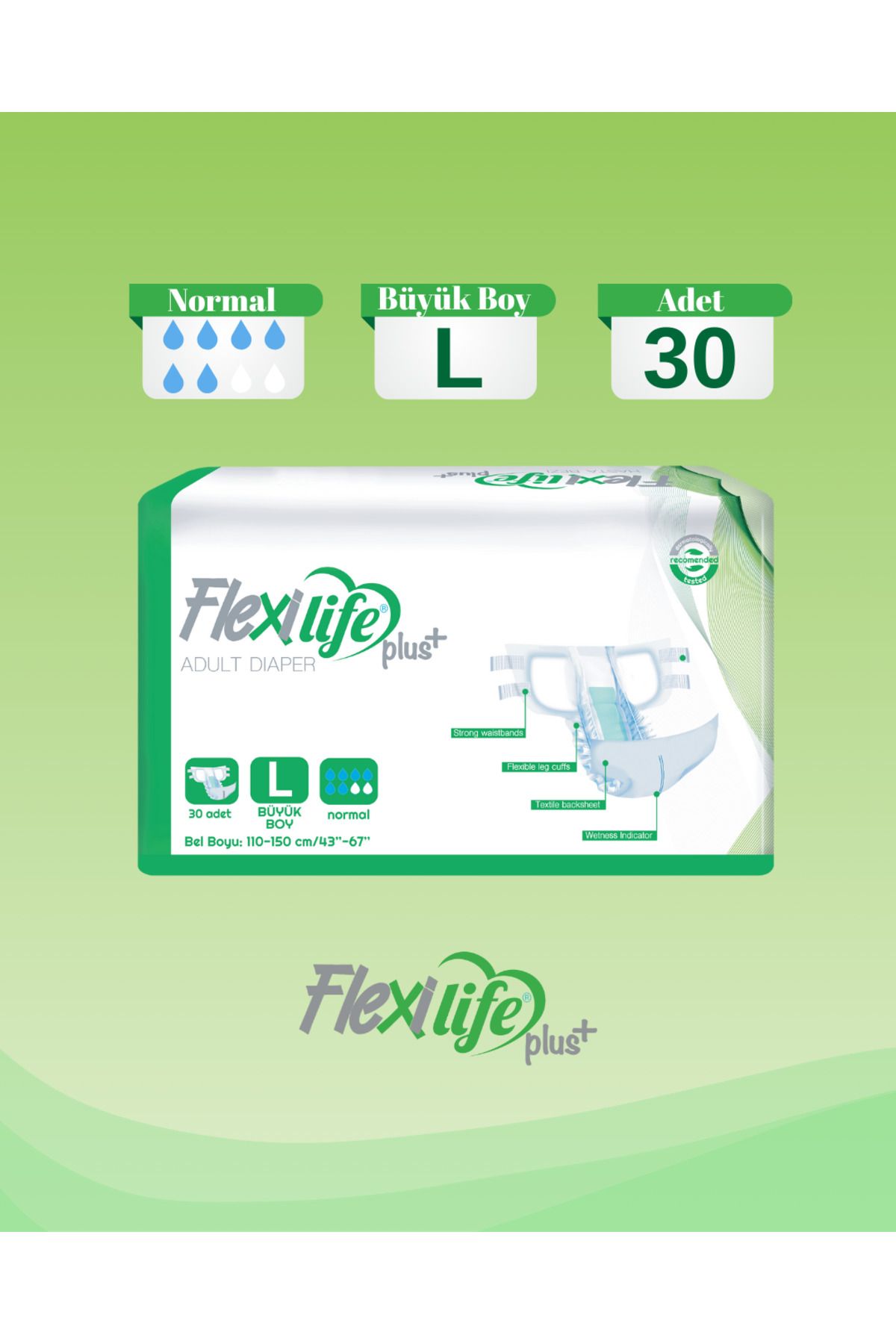 Flexi Life Plus Bel Bantlı Büyük Boy Hasta Bezi 30'lu