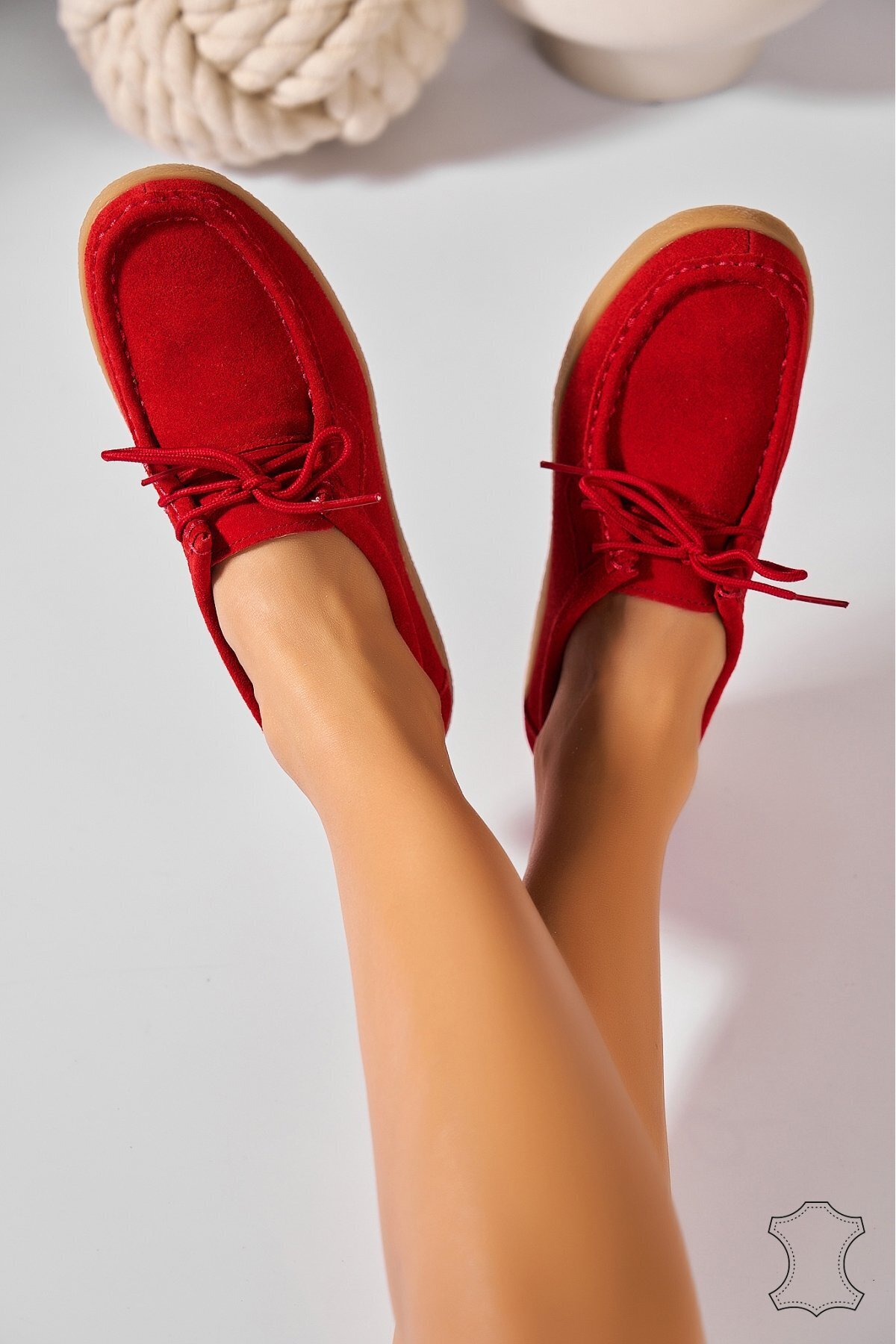 Joana-Women's Moccasins Natural Suede Red Harla2 3