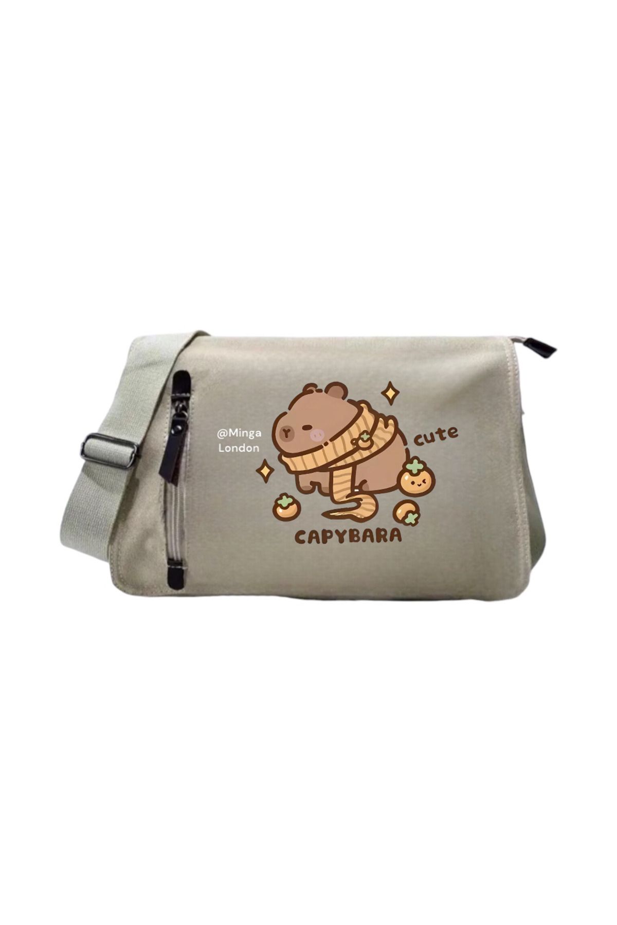 Minga London Bej Capybara Cute Brown Okul, Kurs, Dershane Postacı Çantası -Minga London