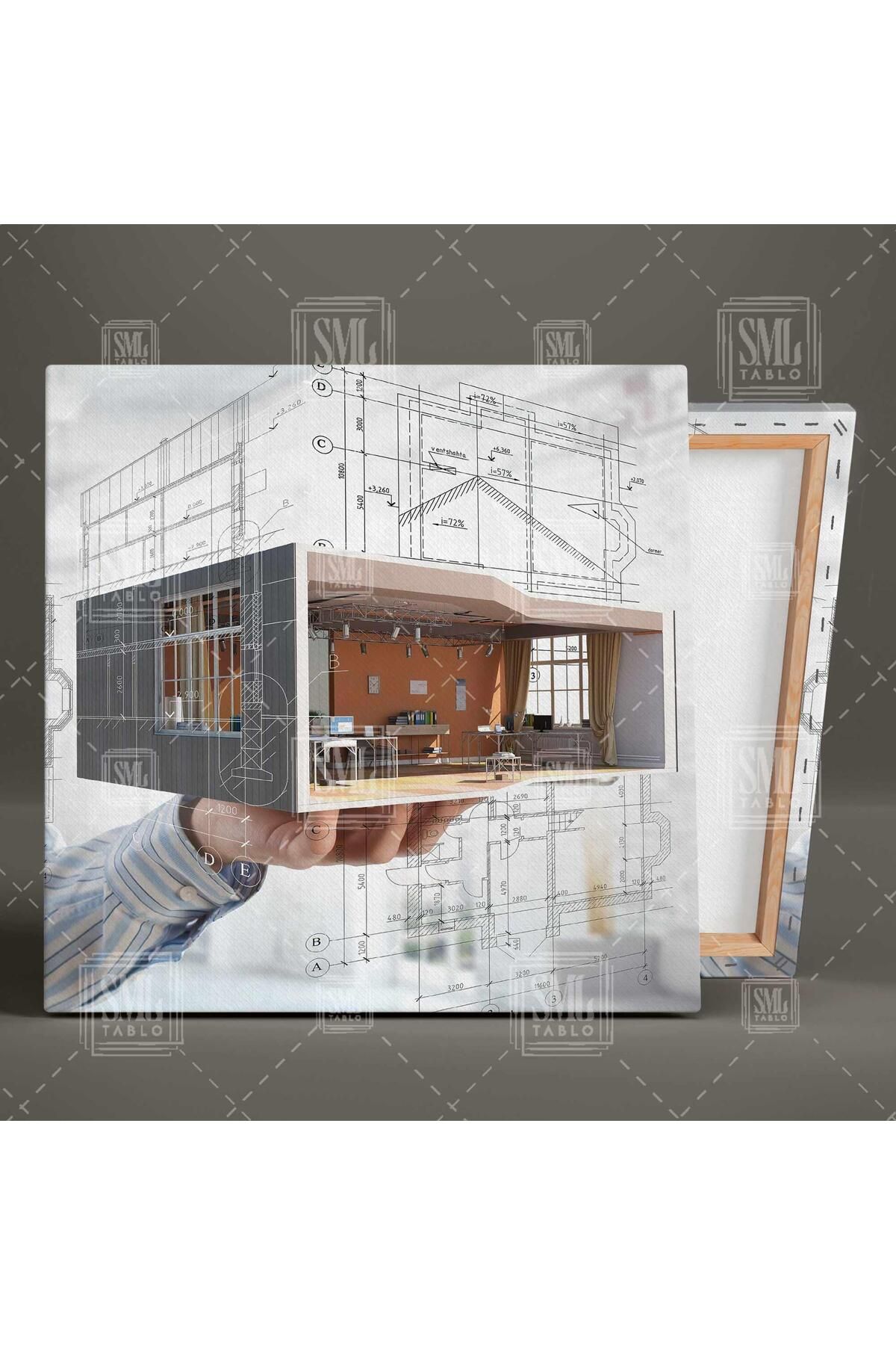 SML TABLO-Architecture Office Building Design Civil Engineering Square Canvas Painting 2
