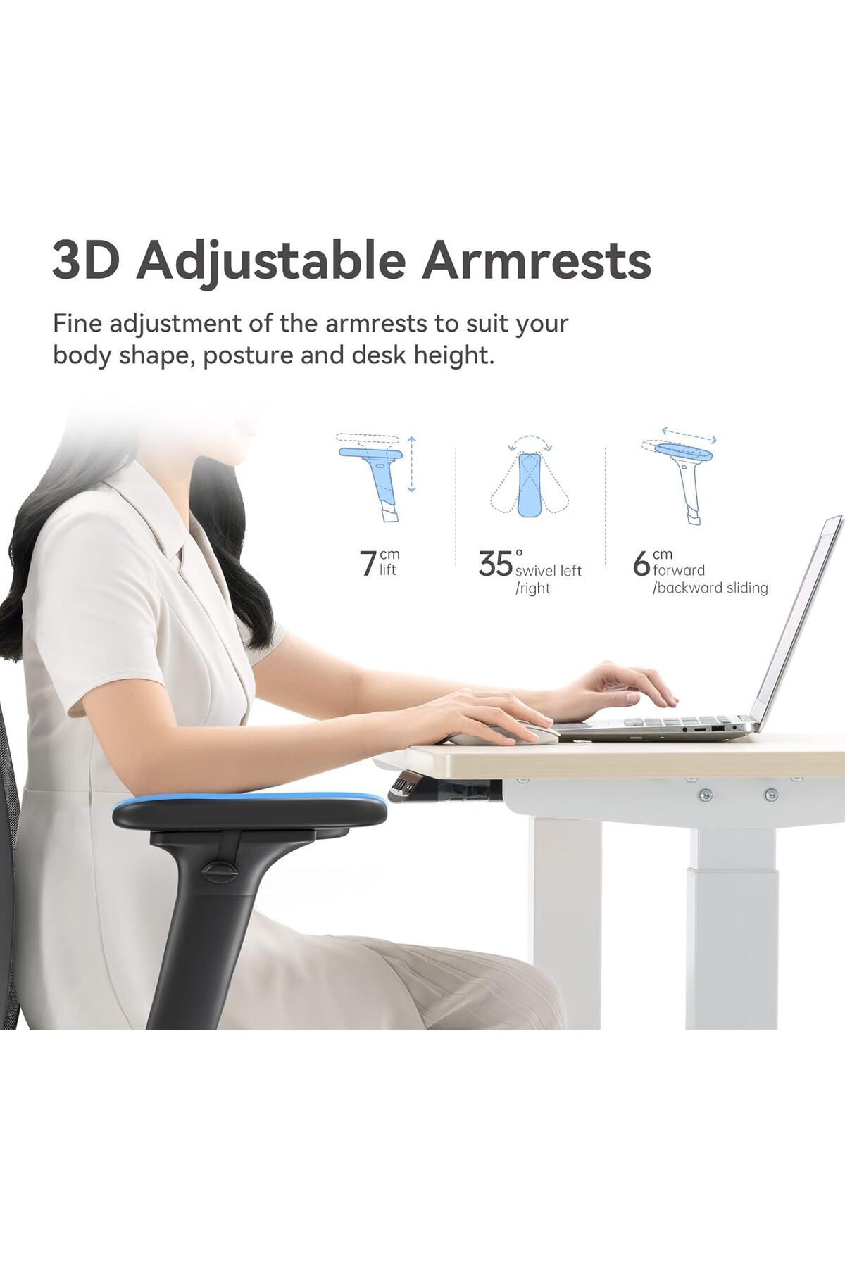SIHOO-M57 Ergonomic Mesh Office Chair with Adjustable Headrest and Armrest, Black 5